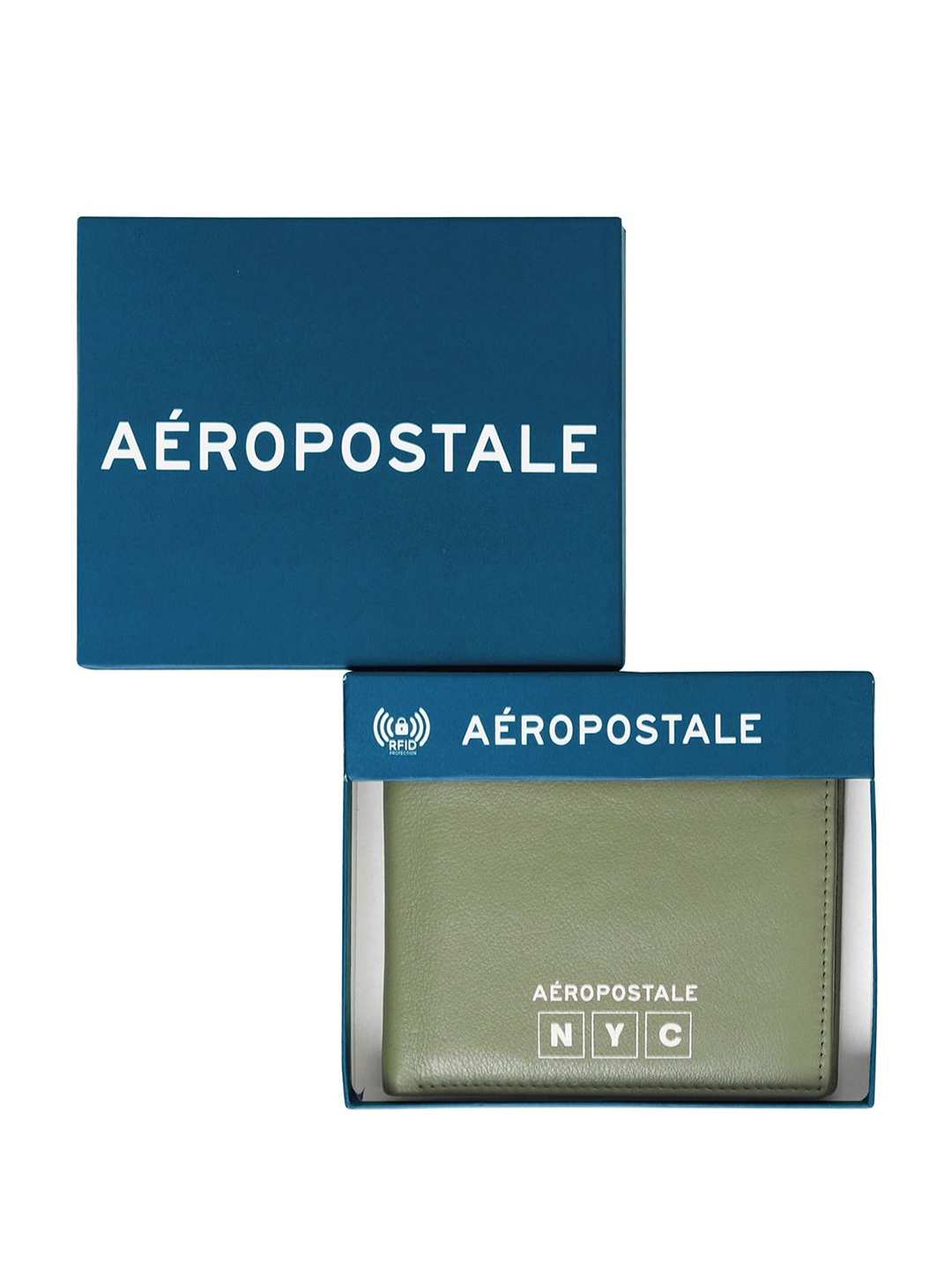 

Aeropostale Men Typography Textured Leather Two Fold Wallet, Olive