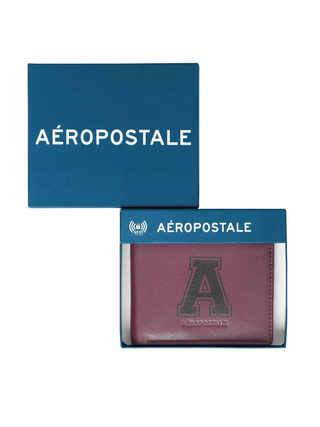 

Aeropostale Men Typography Printed Leather Two Fold Wallet, Maroon