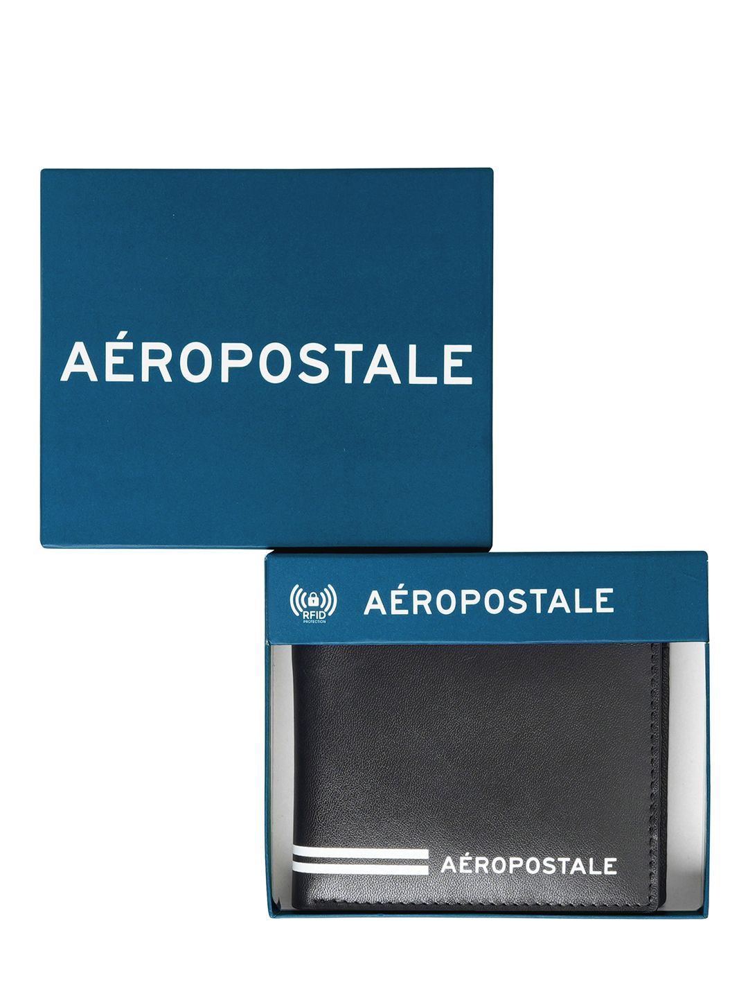 

Aeropostale Men Typography Printed Leather Two Fold Wallet, Black