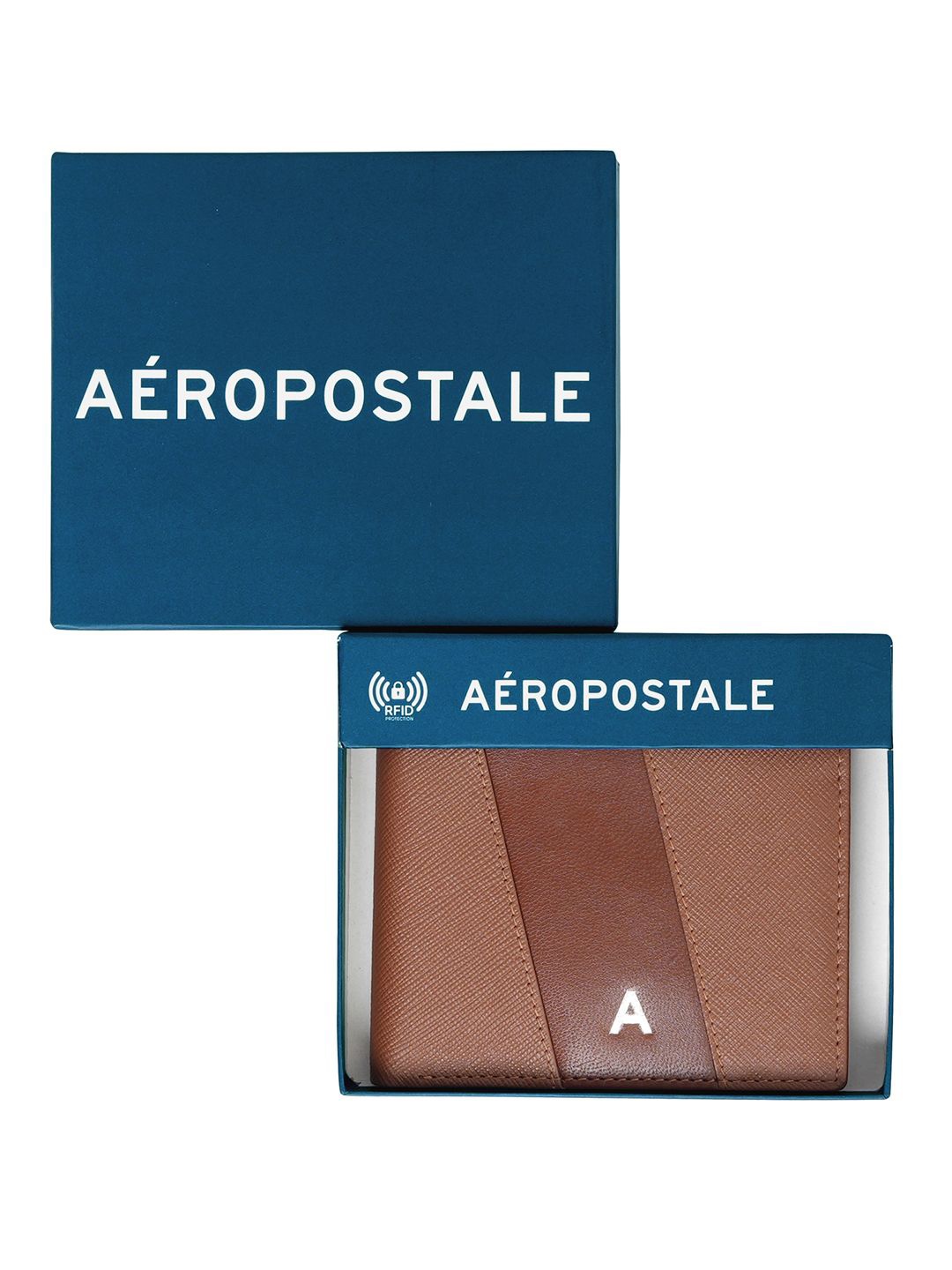 

Aeropostale Men Colourblocked Leather Two Fold Wallet, Tan