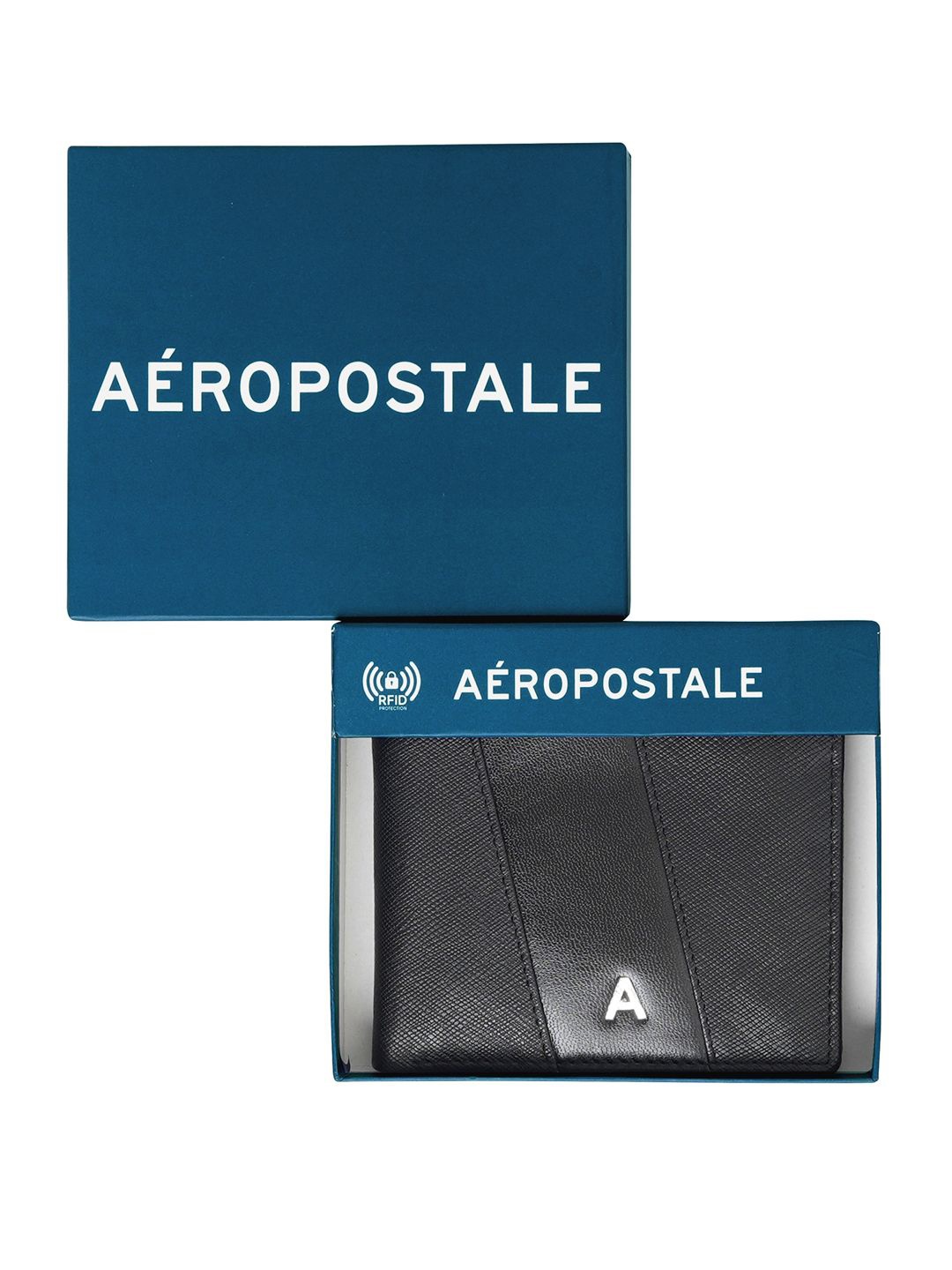 

Aeropostale Men Leather Two Fold Wallet, Black