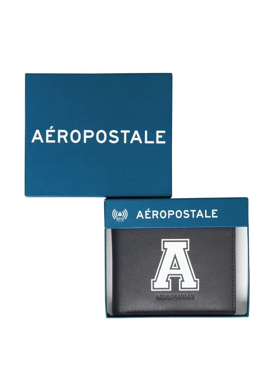 

Aeropostale Men Typography Printed Leather Two Fold Wallet, Black