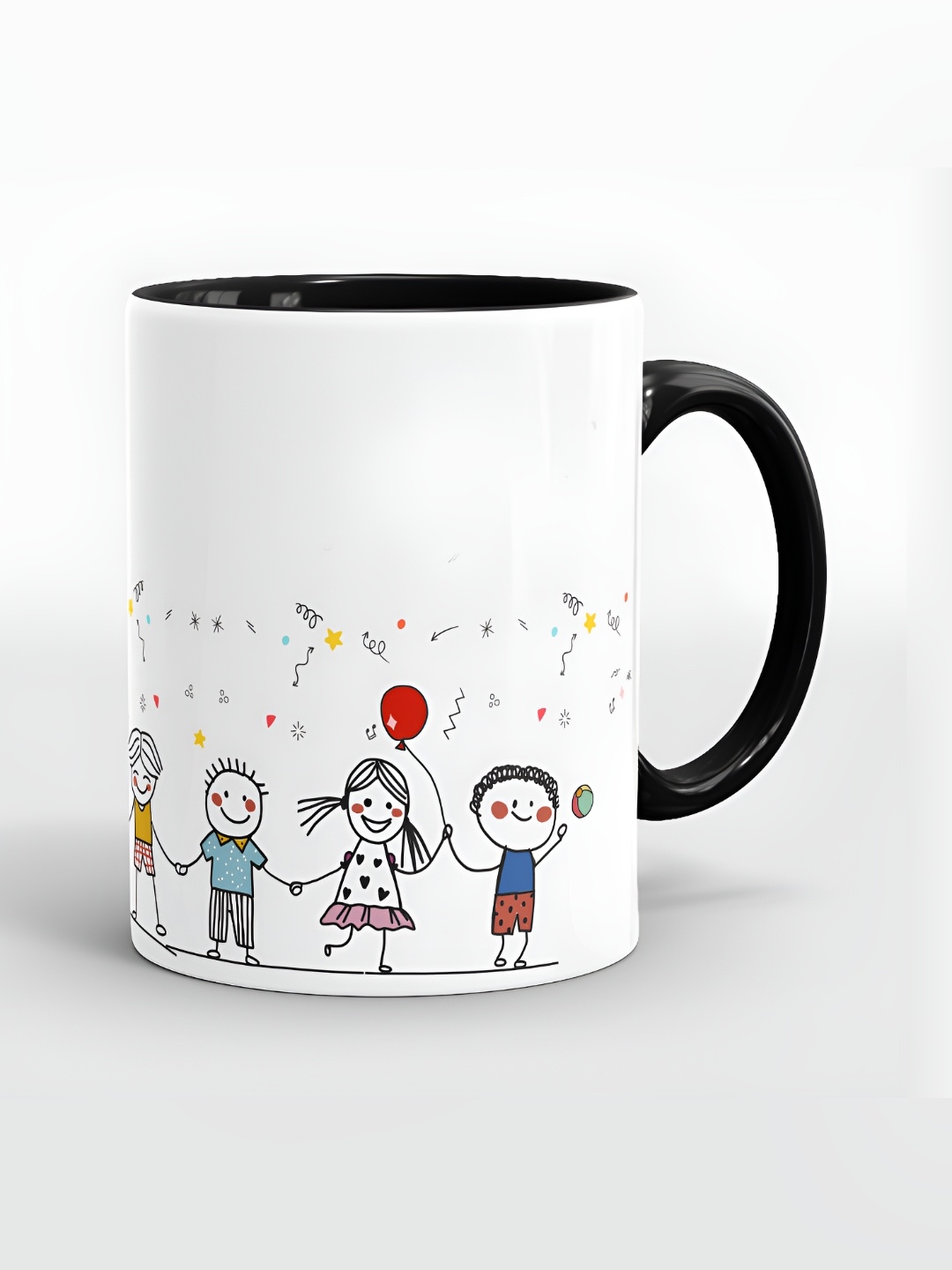 

SUBLIKRAFT Black & White Geometric Printed Ceramic Glossy Mugs Set of Cups and Mugs