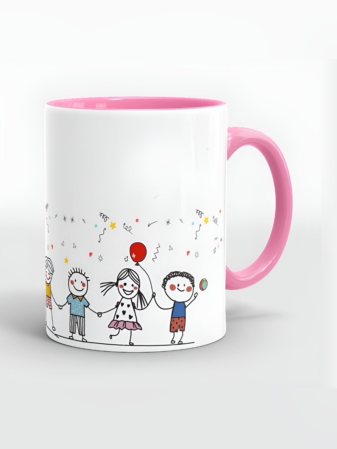 

SUBLIKRAFT Pink & White Printed Ceramic Glossy Mugs Set of Cups and Mugs