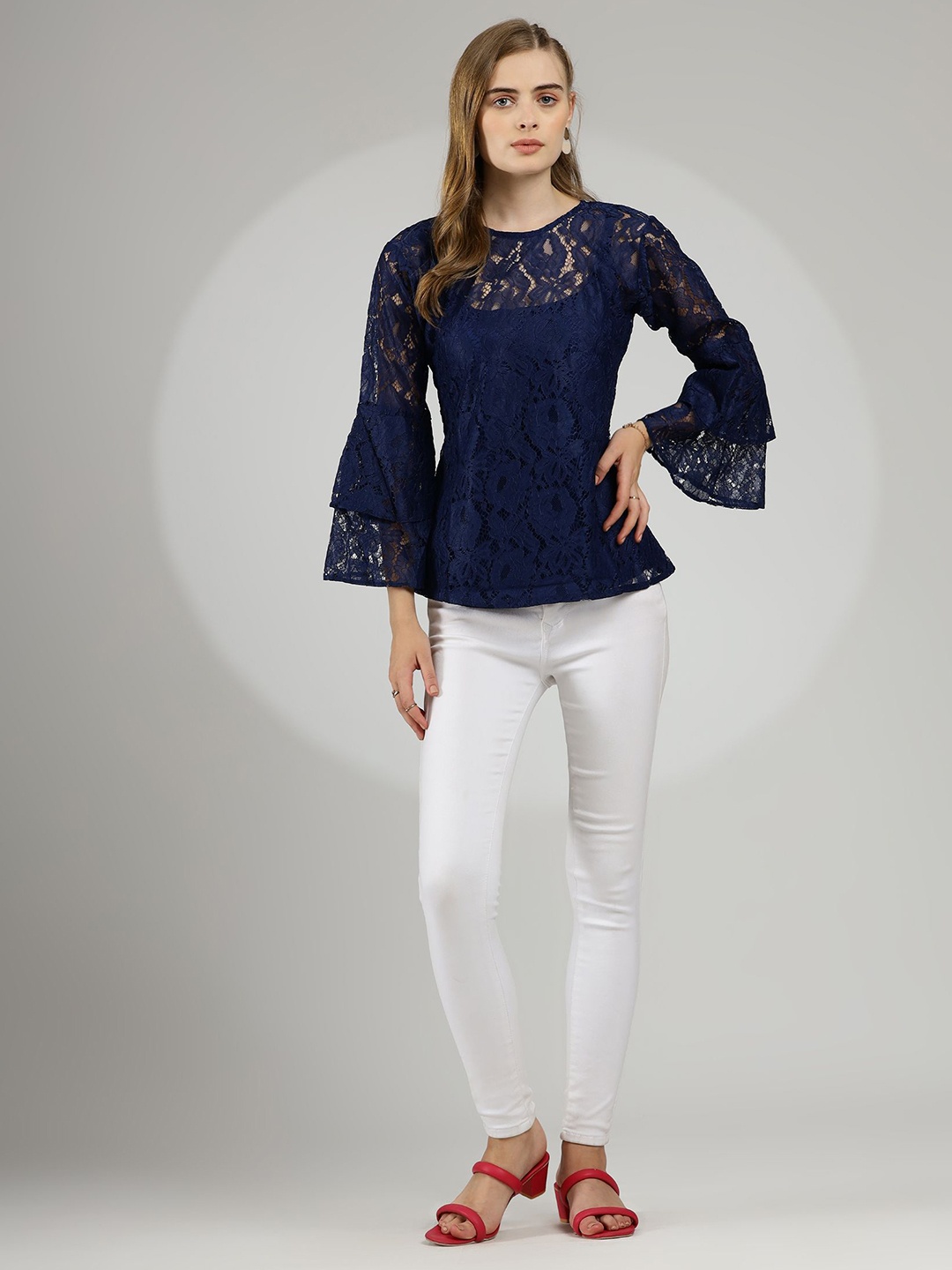 

WESTHOOD Lace Top, Blue