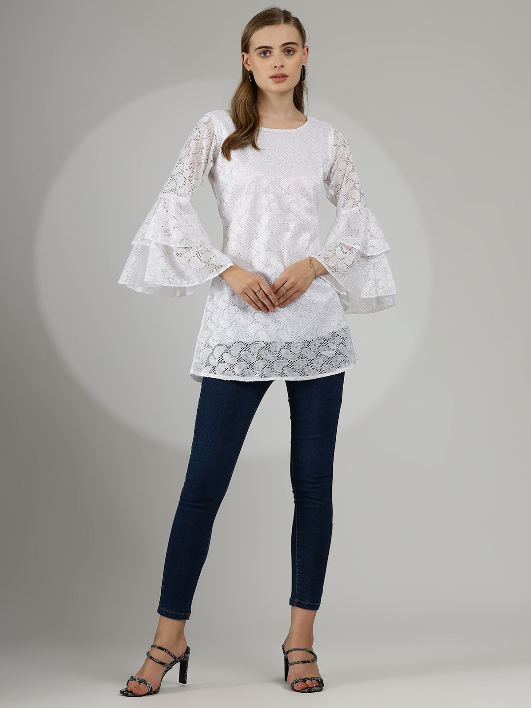 

WESTHOOD Bell Sleeve Lace Top, White