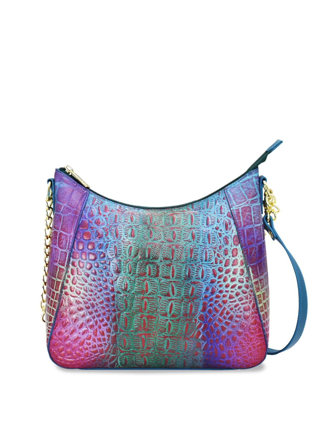 Anuschka Printed Leather Oversized Bowling Hobo Bag, Multi