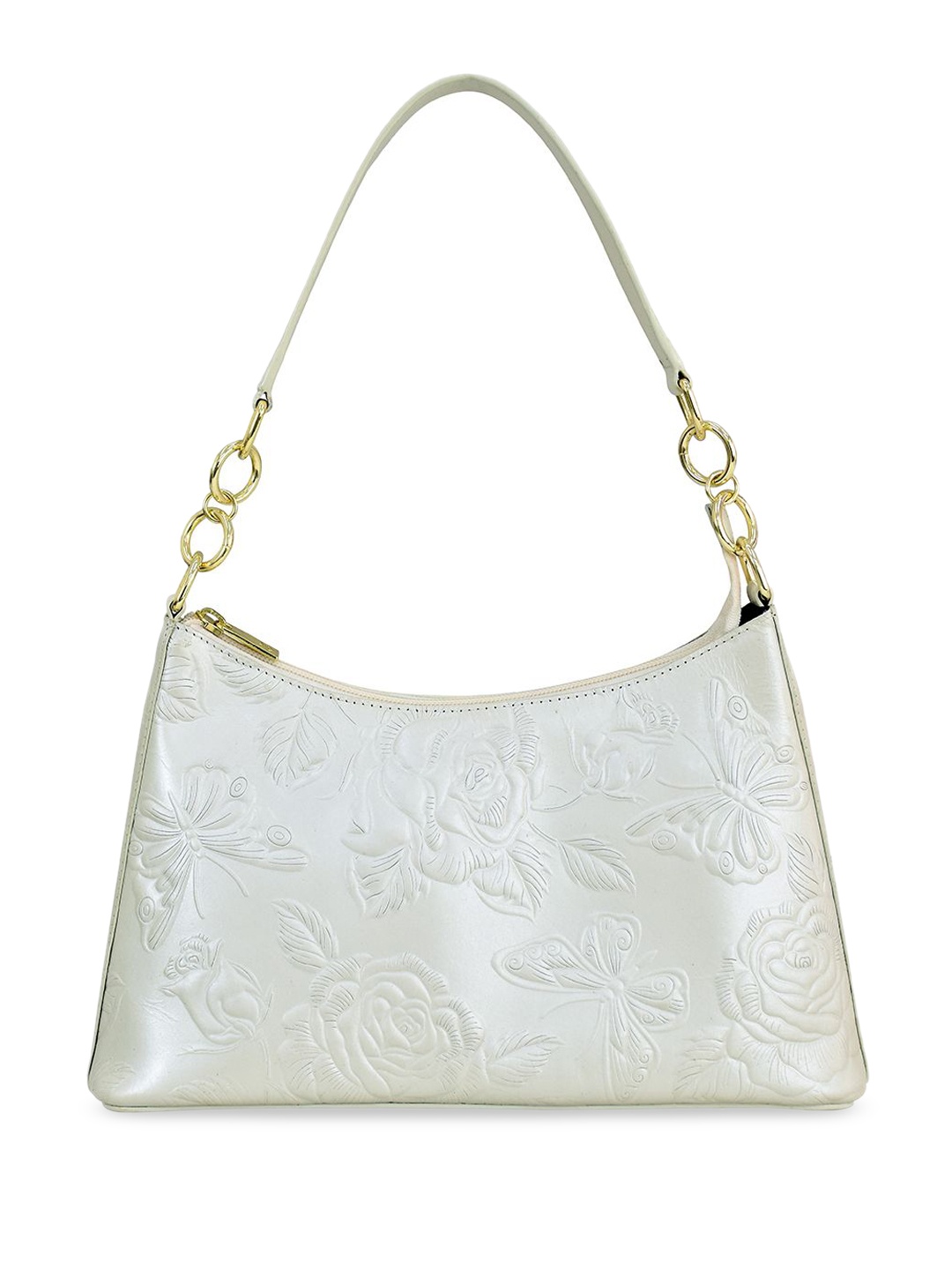 

Anuschka Floral Leather Structured Shoulder Bag, White