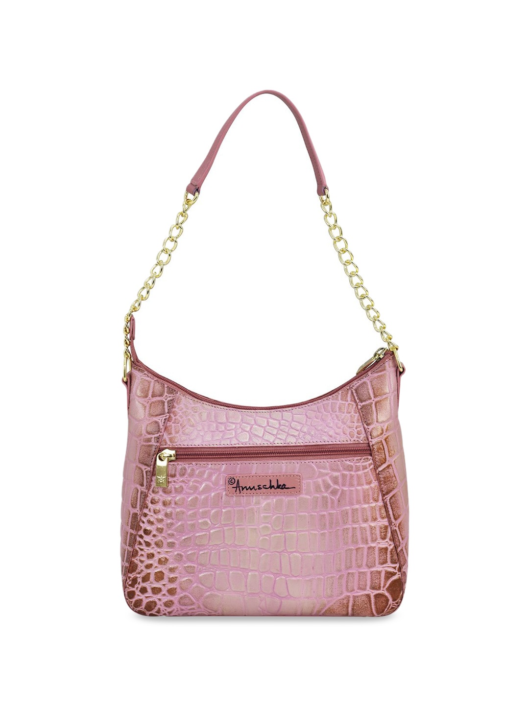 Anuschka Leather Oversized Structured Handheld Bag, Pink