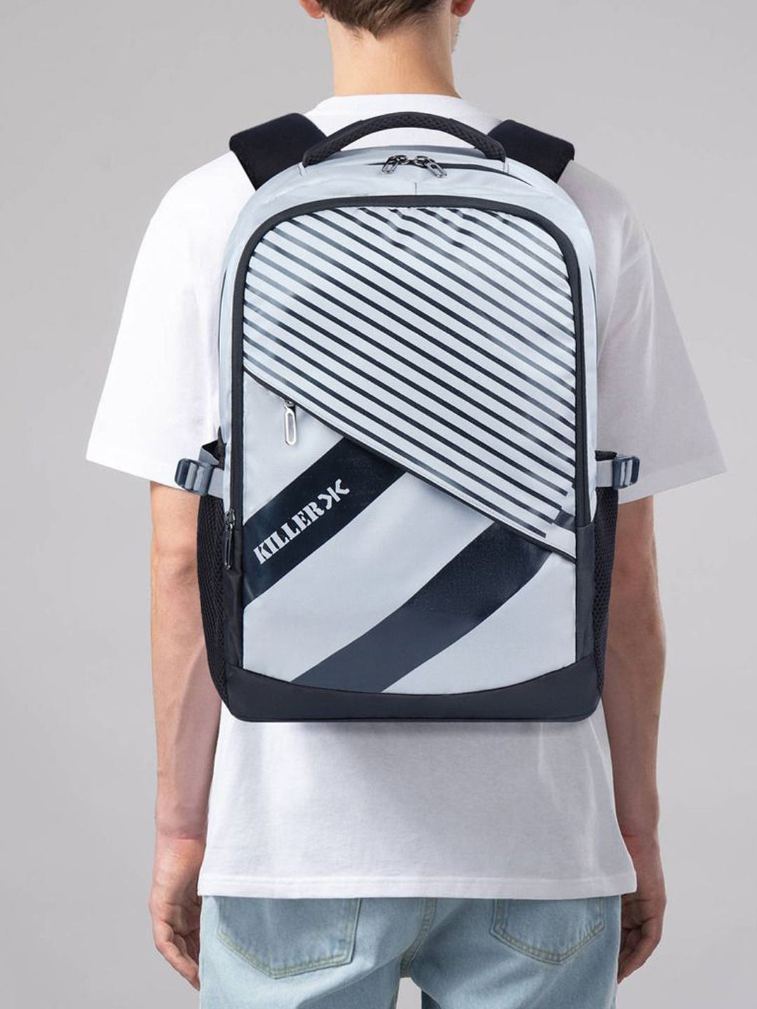 

Killer Unisex Striped Backpack, Black