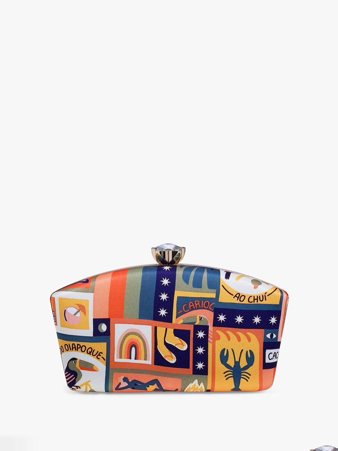 

Vdesi Printed Box Clutch, Orange