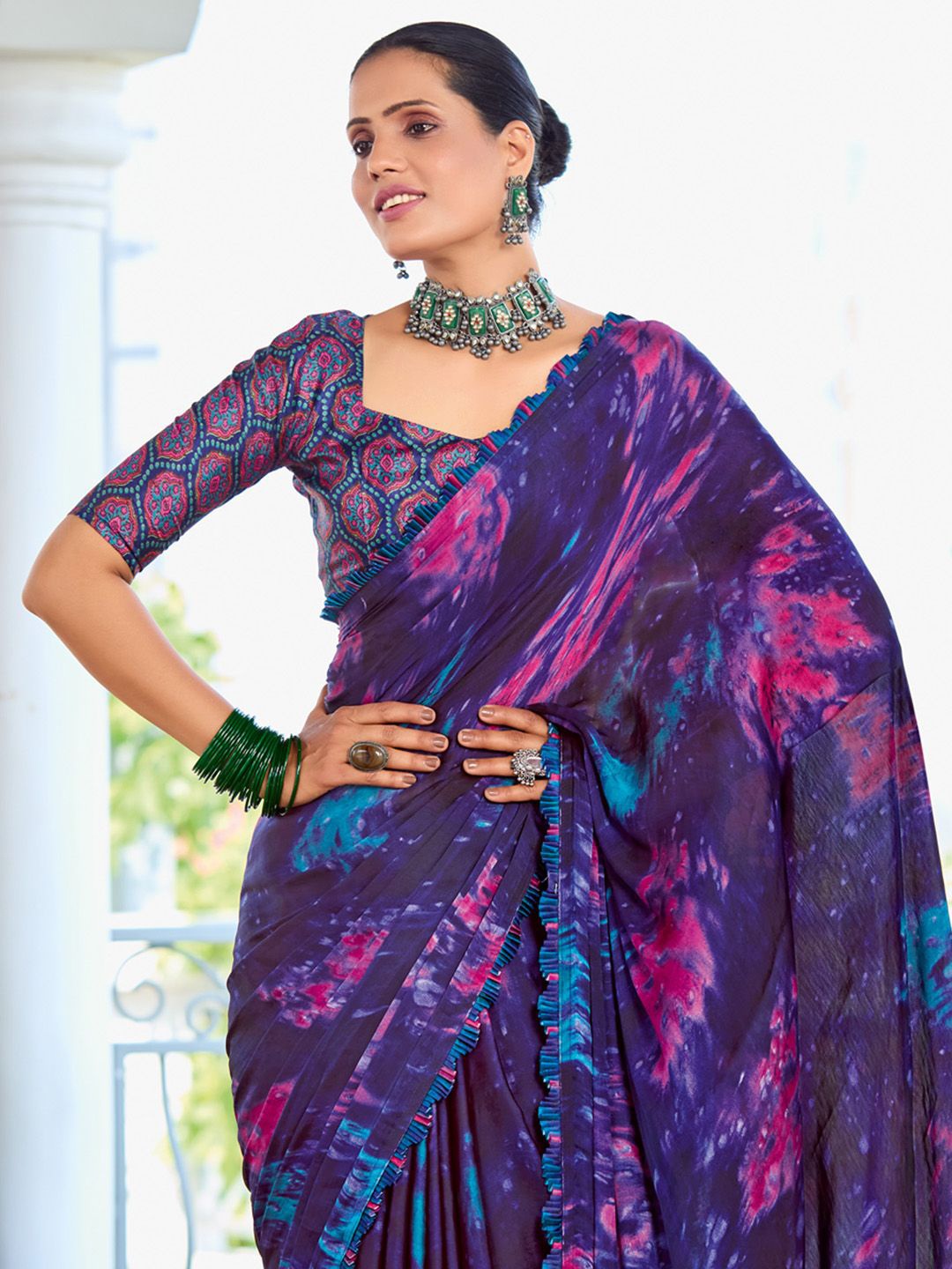 

Mitera Satin Saree, Purple