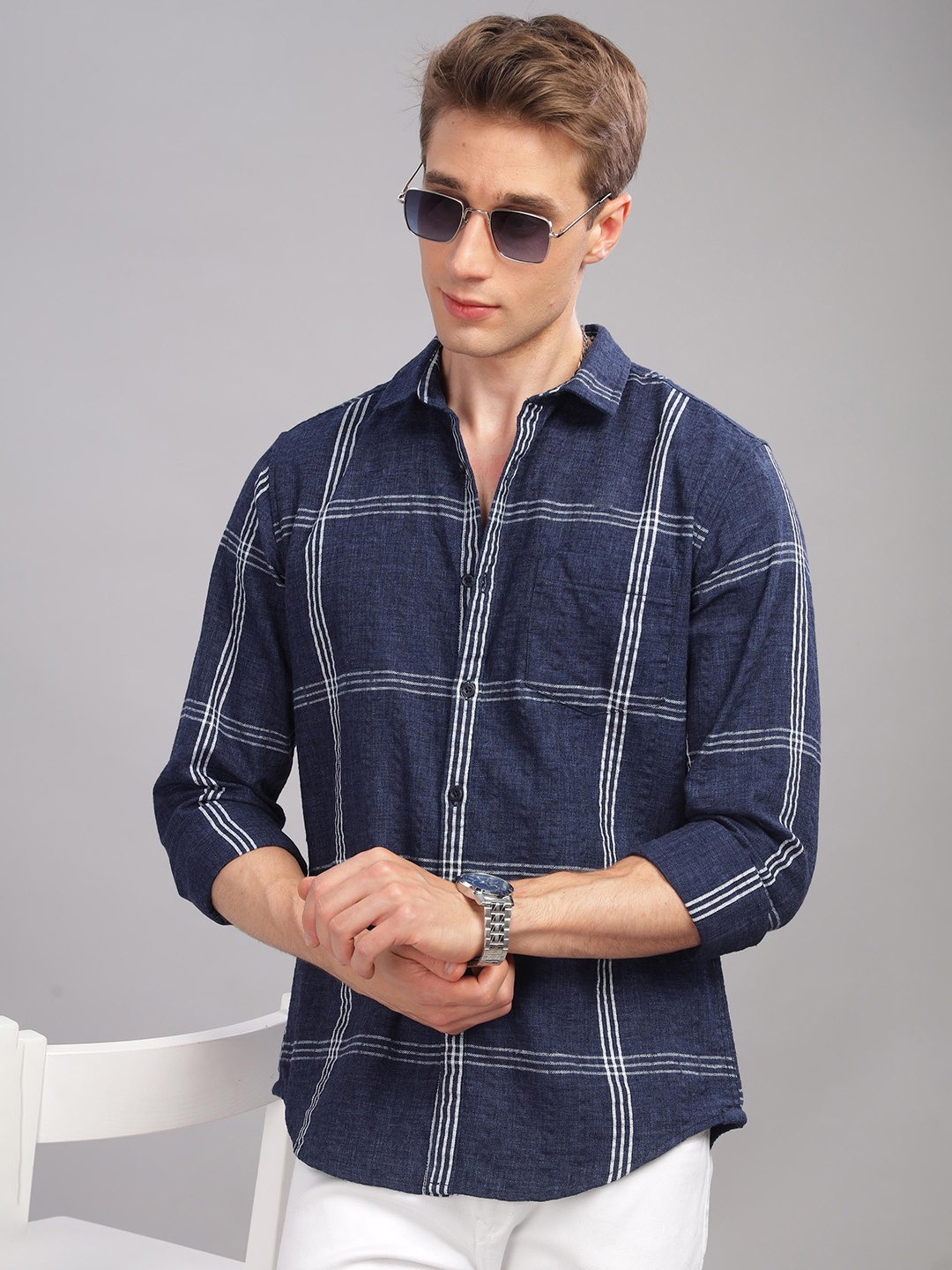 

HERE&NOW Men Slim Fit Opaque Checked Casual Shirt, Multi