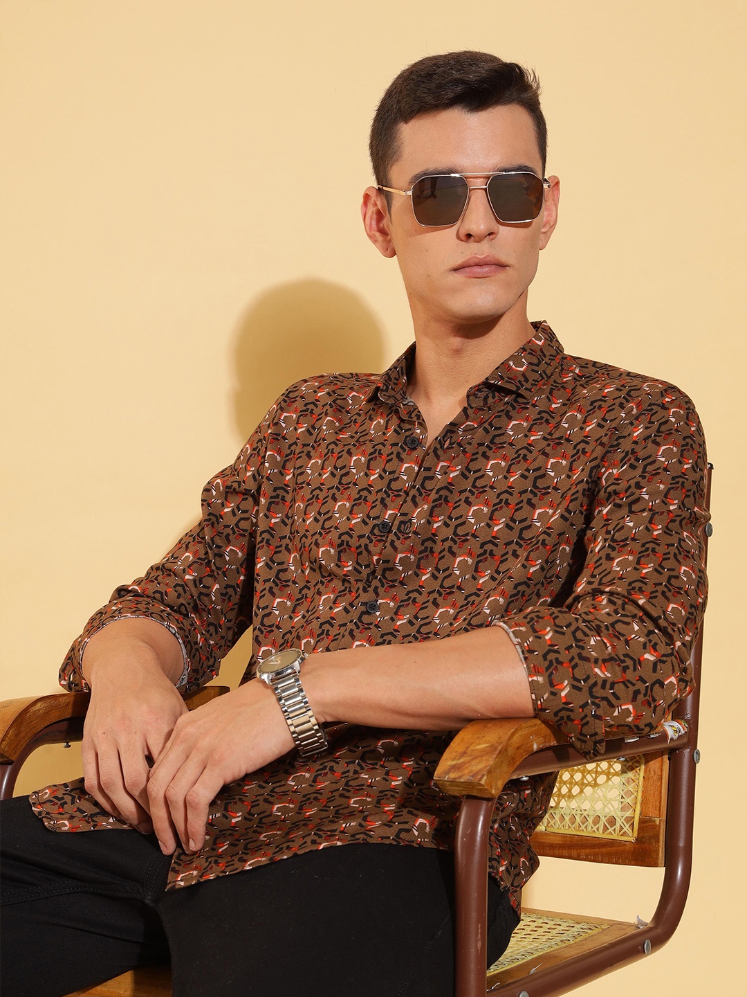 

HERE&NOW Men Slim Fit Opaque Printed Casual Shirt, Multi