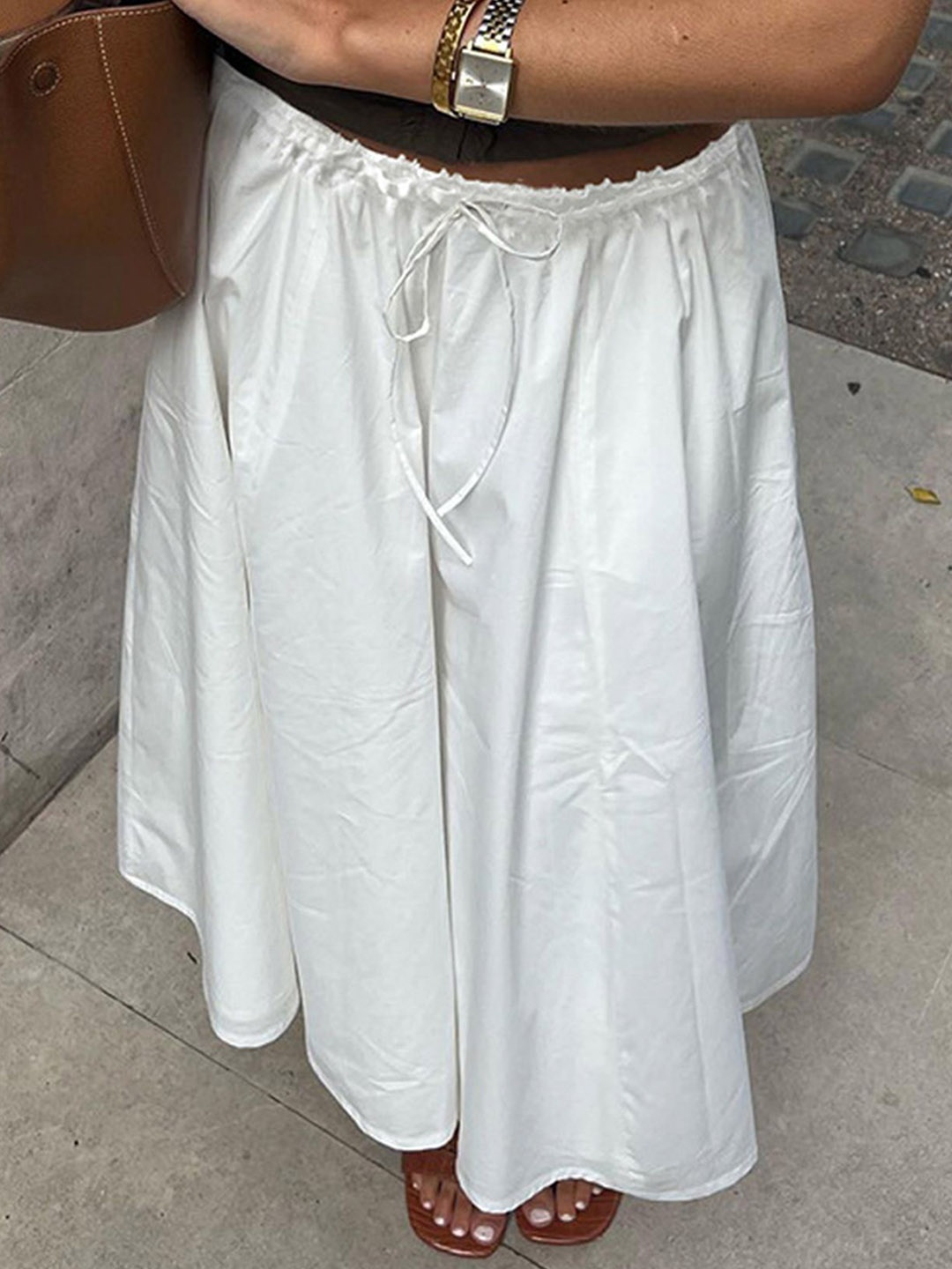

LULU & SKY Flared Midi Circular Skirt, White