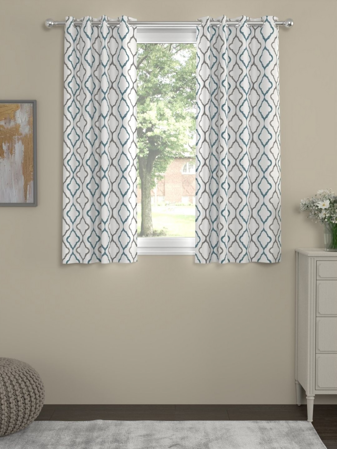 

Myntra Elegant Homes Grey & White Set of 2 Window Curtain