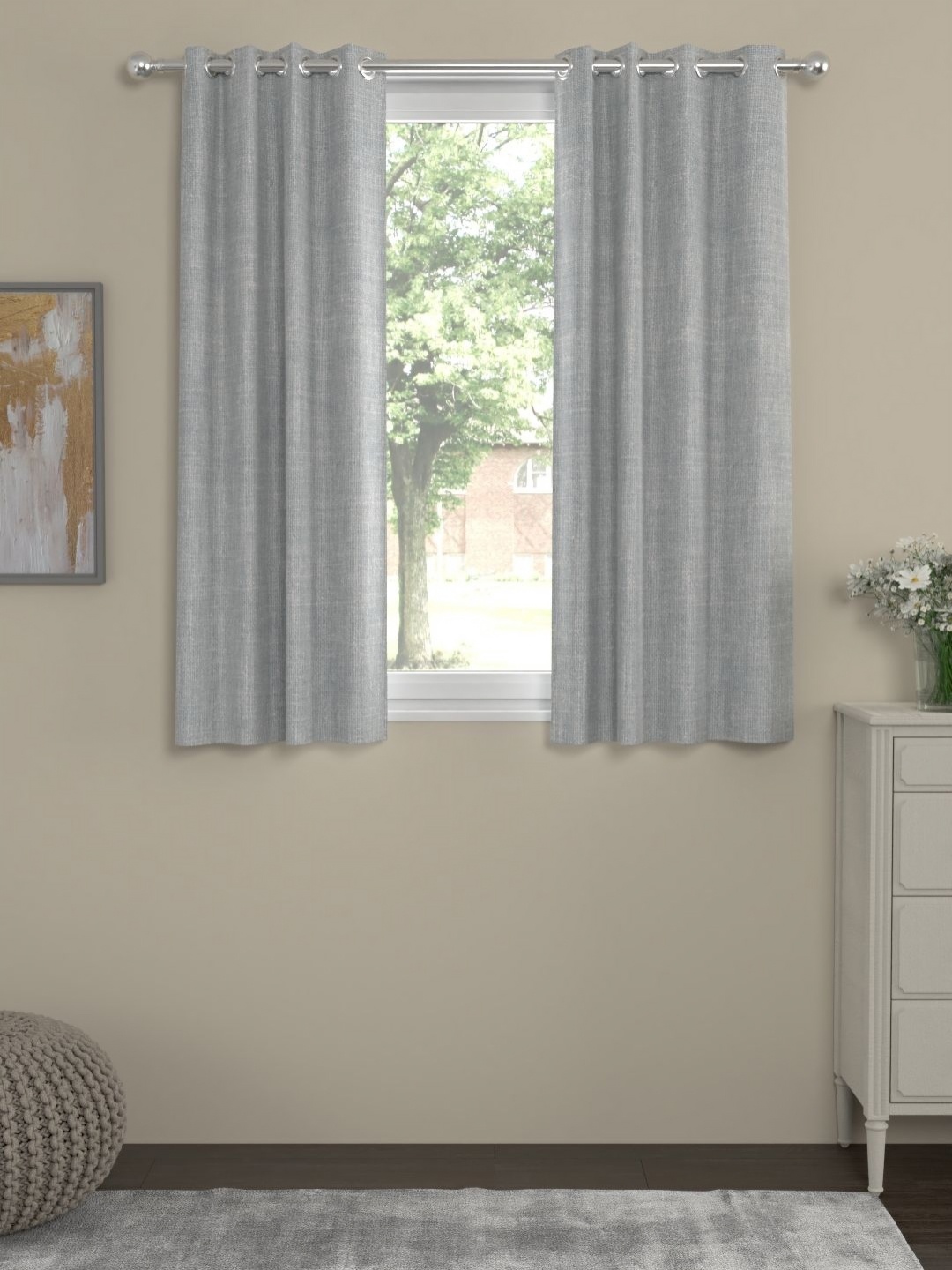 

Myntra Elegant Homes Grey Set of 2 Window Curtain