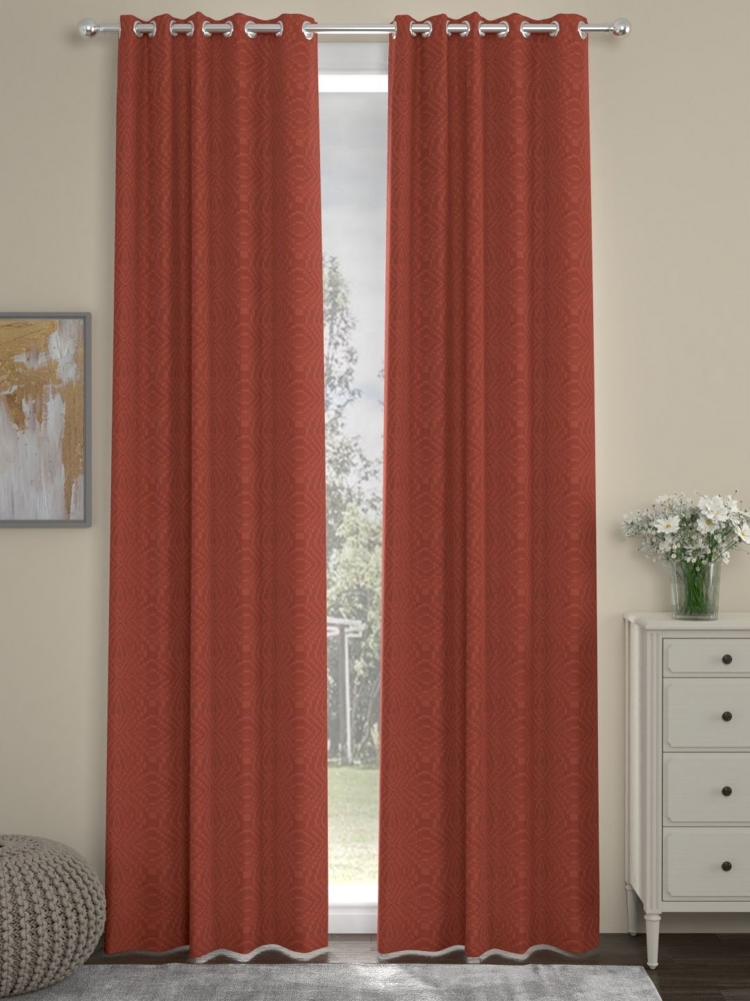 

Myntra Elegant Homes Rust Set of 2 Long Door Curtain