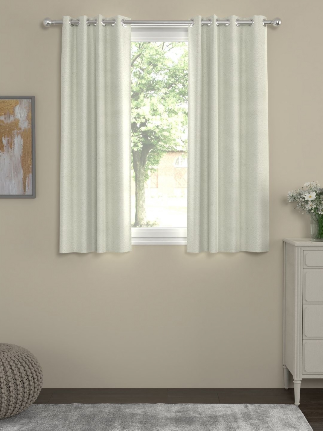 

Myntra Elegant Homes Cream-Coloured Set of 2 Window Curtain