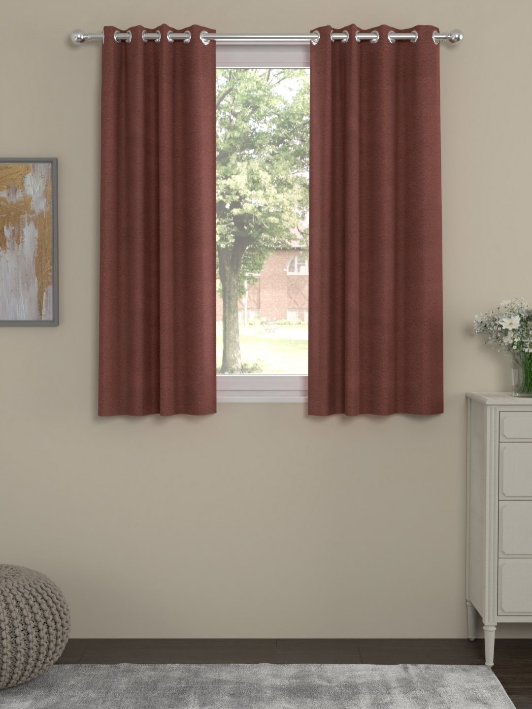 

Myntra Elegant Homes Maroon Set of 2 Window Curtain
