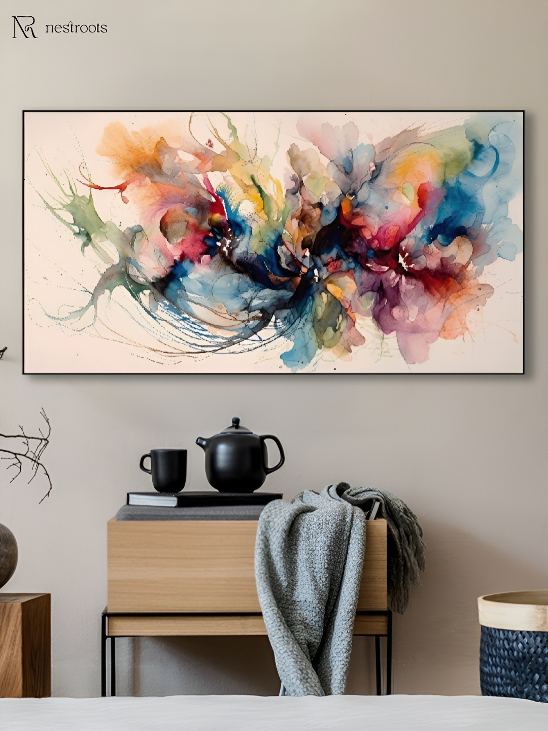 

nestroots Pink & Blue 1 Piece Canvas Abstract Wall Paintings