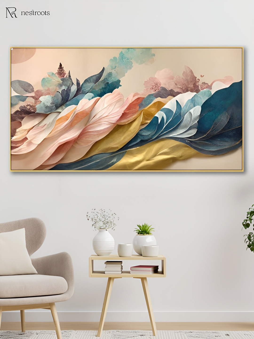 

nestroots Blue & Pink 1 Piece Canvas Other Wall Paintings