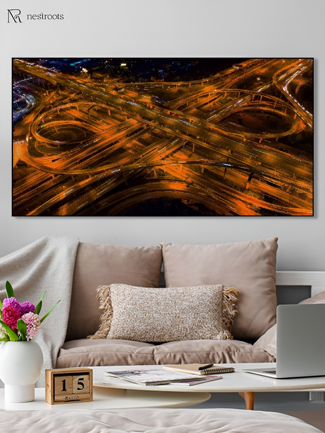 

nestroots Yellow & Black 1 Piece Canvas Other Wall Paintings