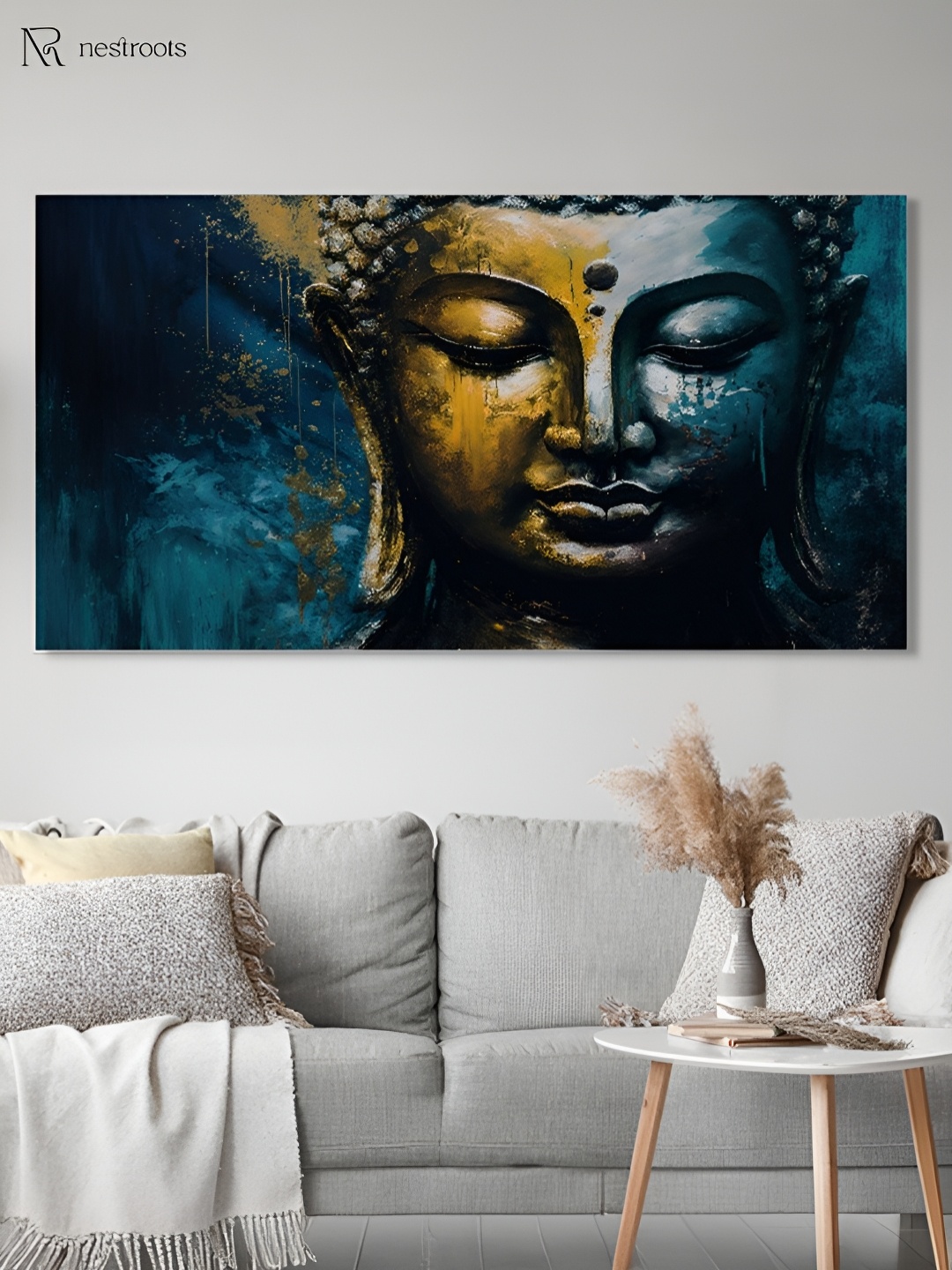 

nestroots Blue & Yellow 1 Piece Canvas Religious Wall Paintings