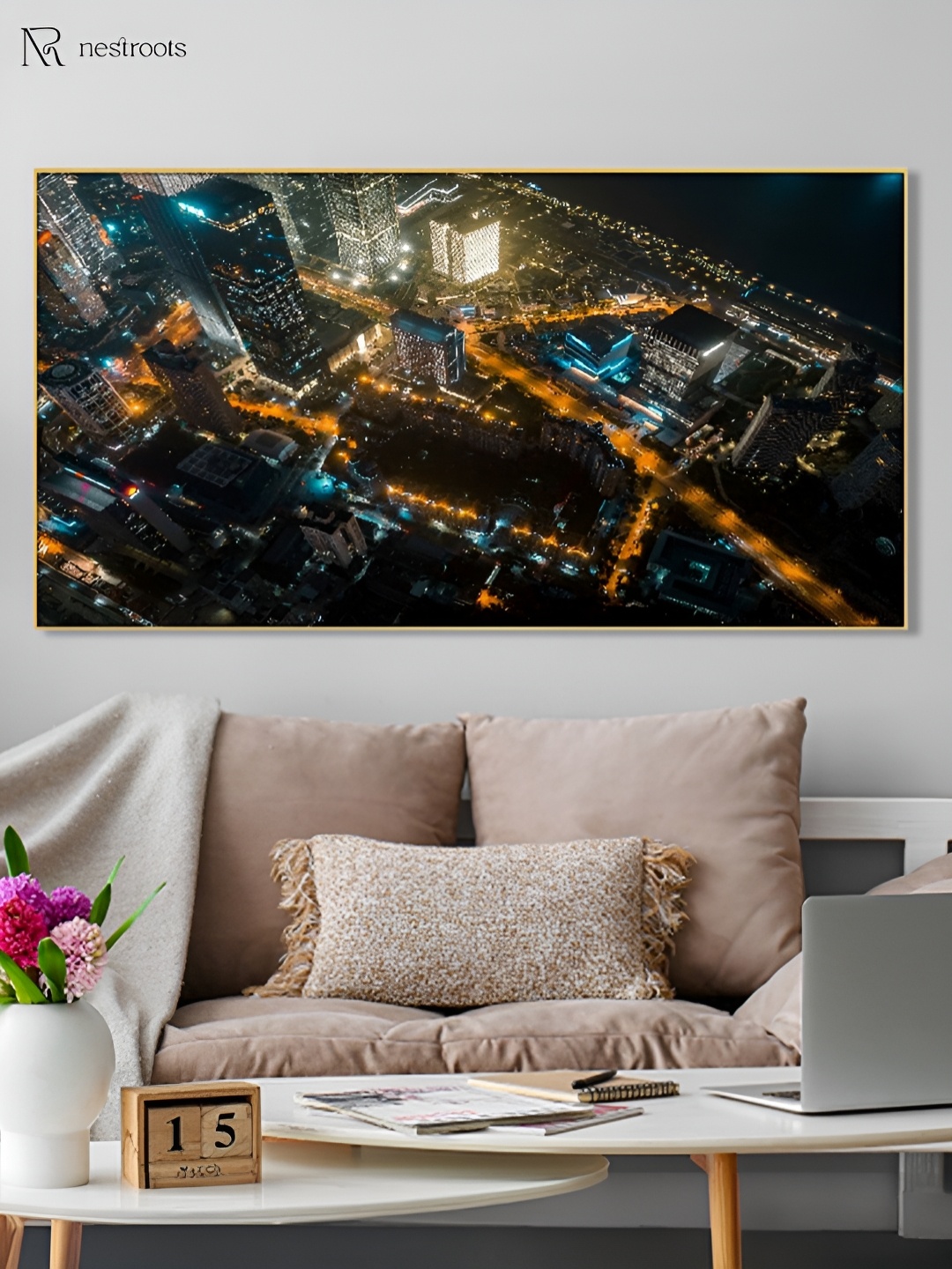 

nestroots Black & Blue 1 Piece Canvas Other Wall Paintings