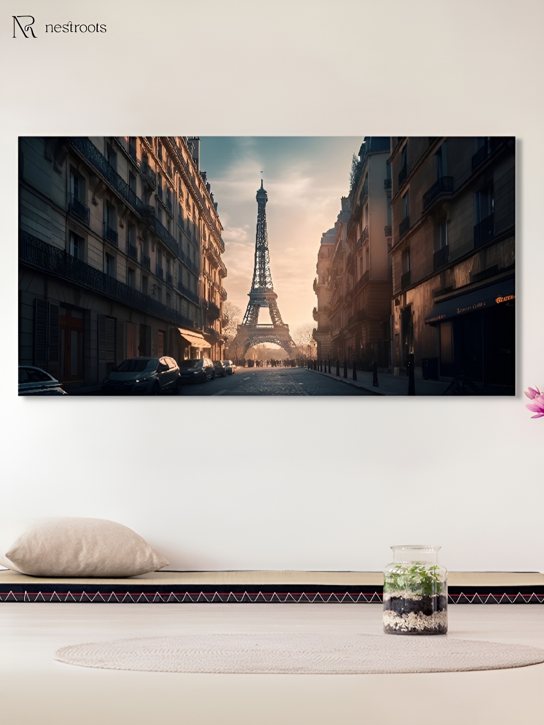 

nestroots Beige & Blue 1 Piece Canvas Other Wall Paintings
