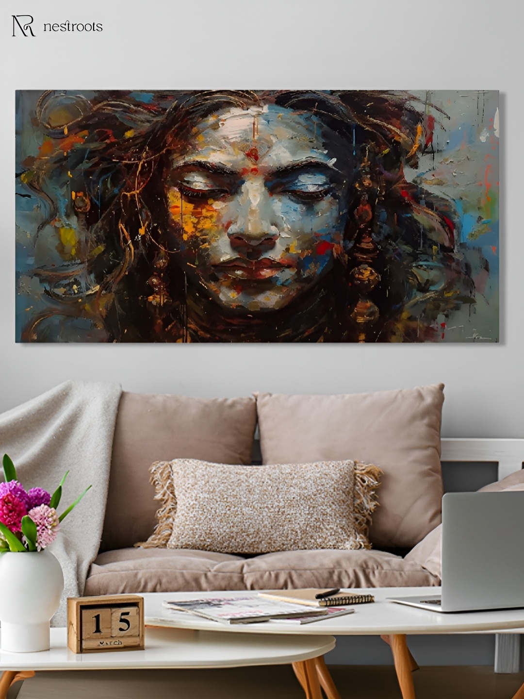 

nestroots Black & Blue 1 Piece Canvas Other Wall Paintings