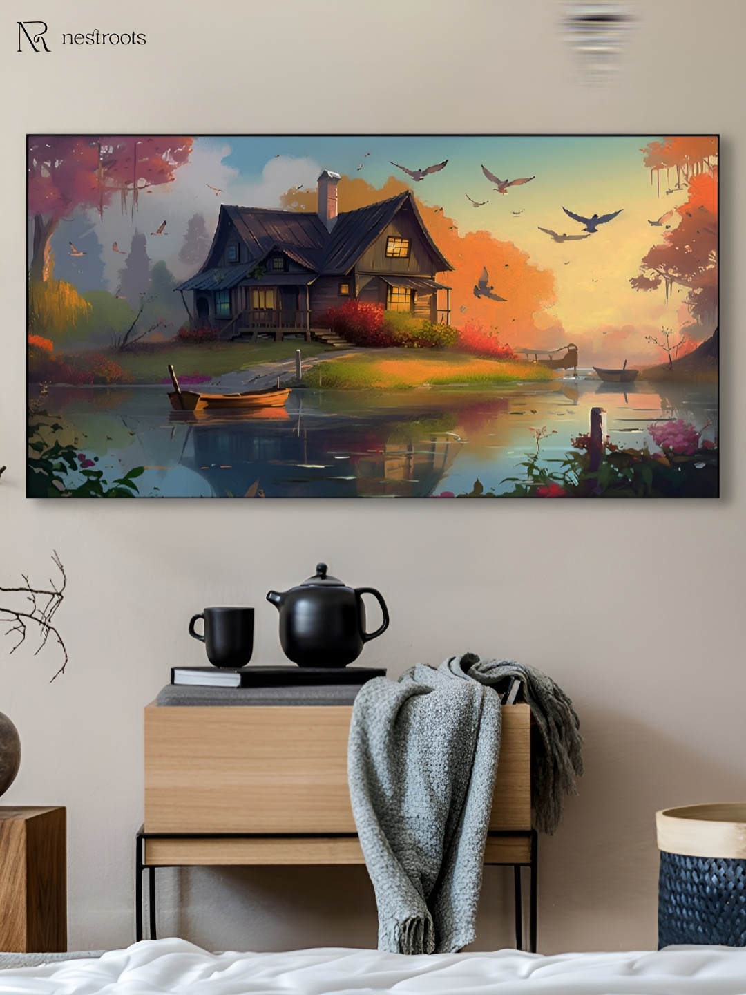 

nestroots Orange & Blue 1 Piece Canvas Other Wall Paintings