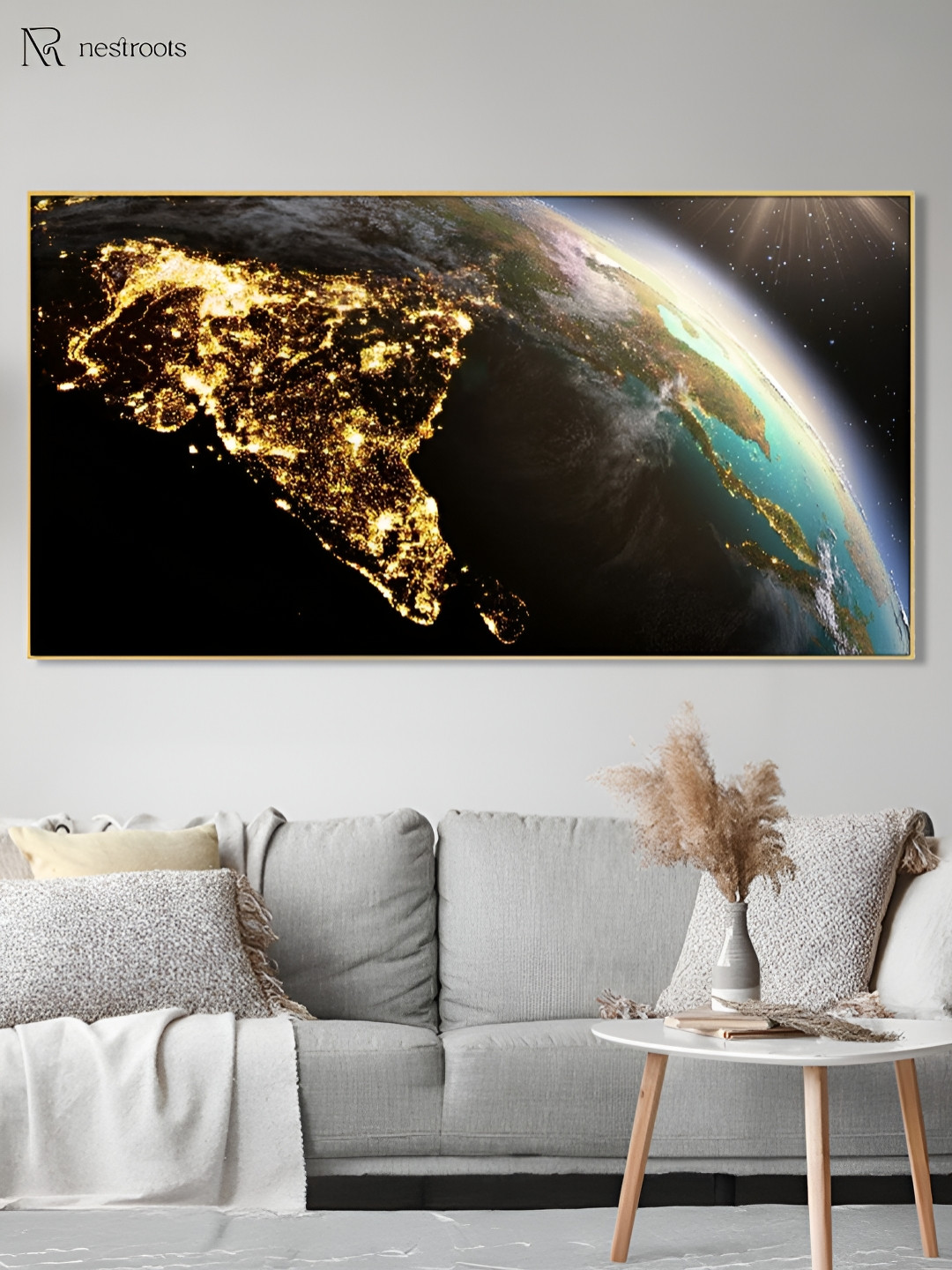 

nestroots Gold-Toned & Sea Green 1 Piece Canvas Other Wall Paintings