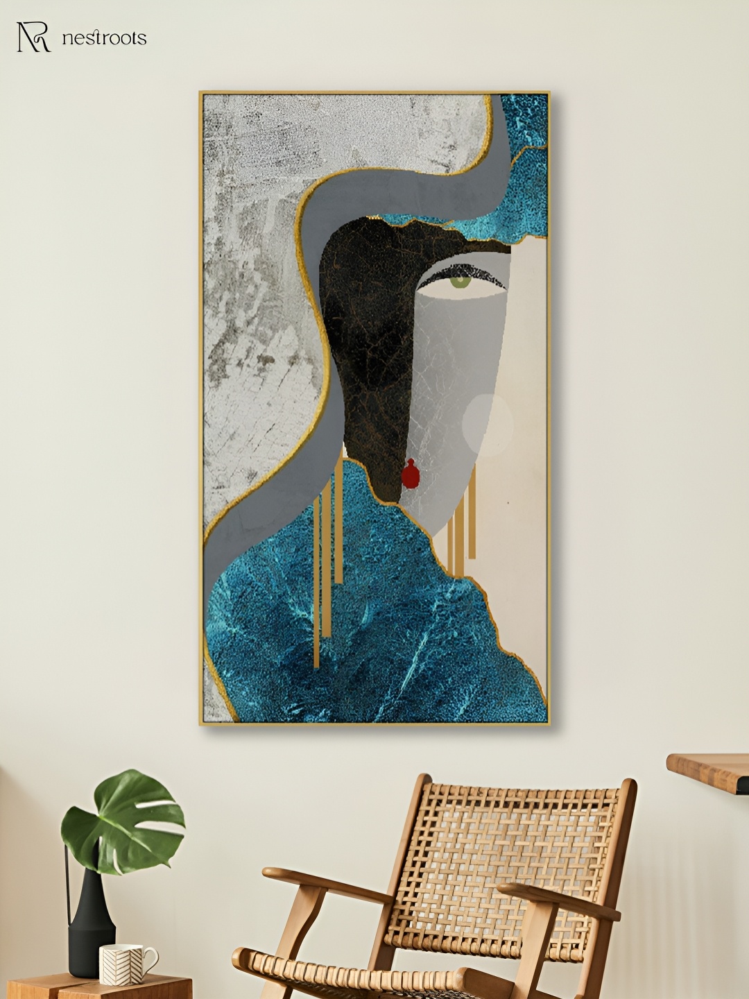 

nestroots Blue & White 1 Piece Canvas Other Wall Paintings