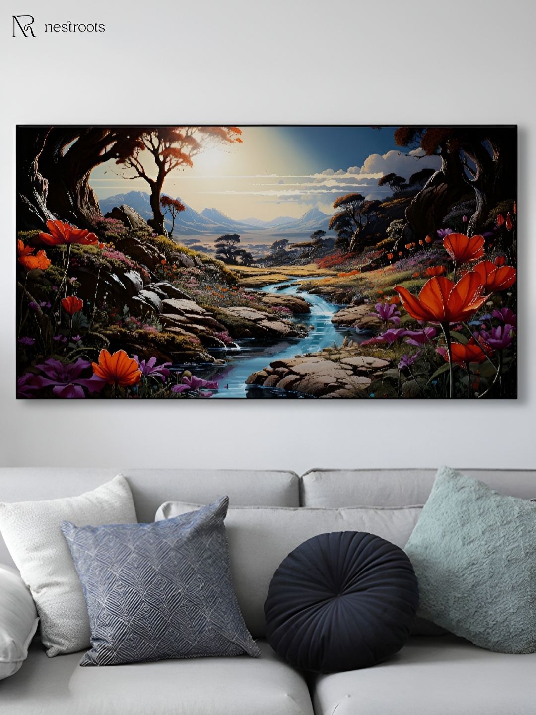 

nestroots Red & Green 1 Piece Canvas Floral and Botanical Wall Paintings