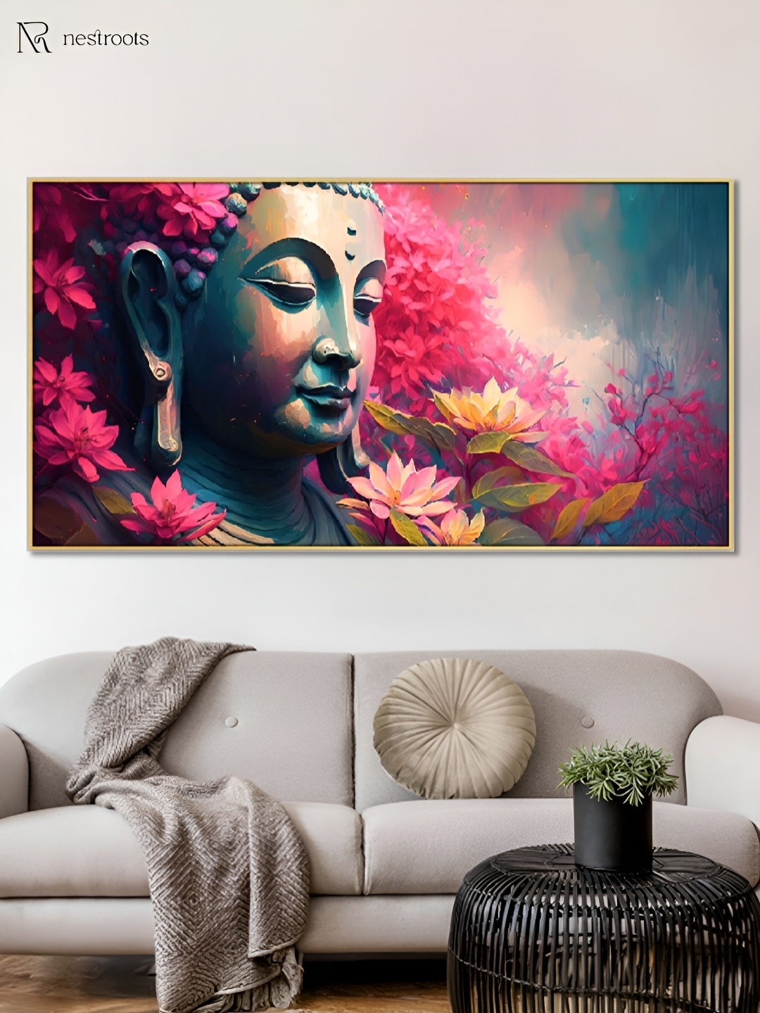 

nestroots Pink & Green 1 Piece Canvas Religious Wall Paintings
