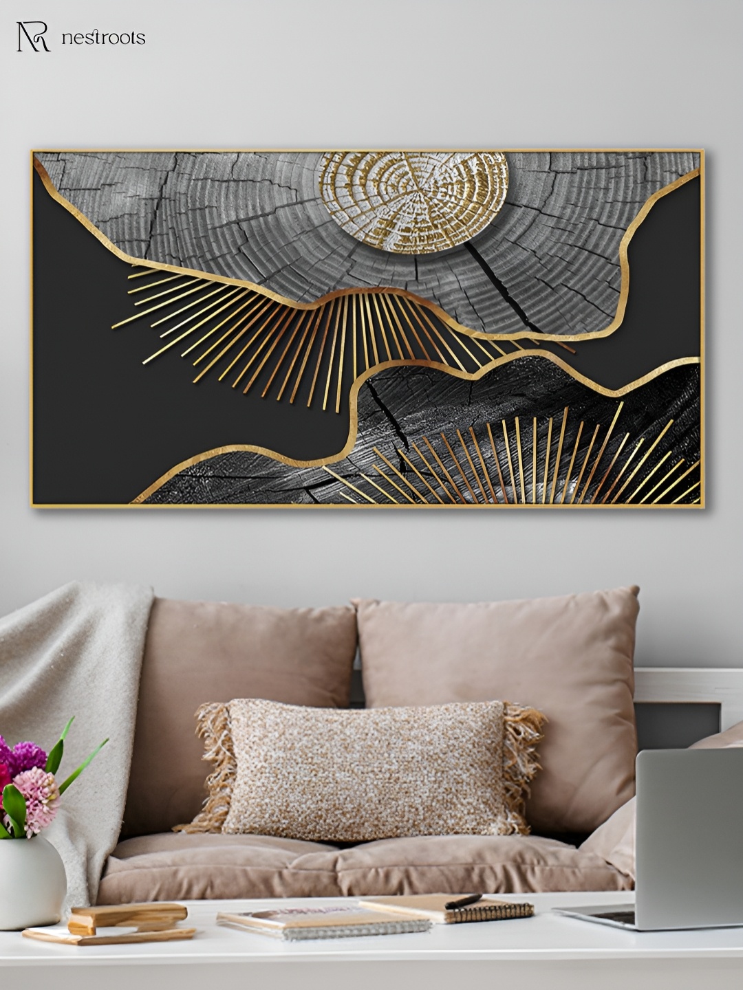 

nestroots Black & Grey 1 Piece Canvas Other Wall Paintings