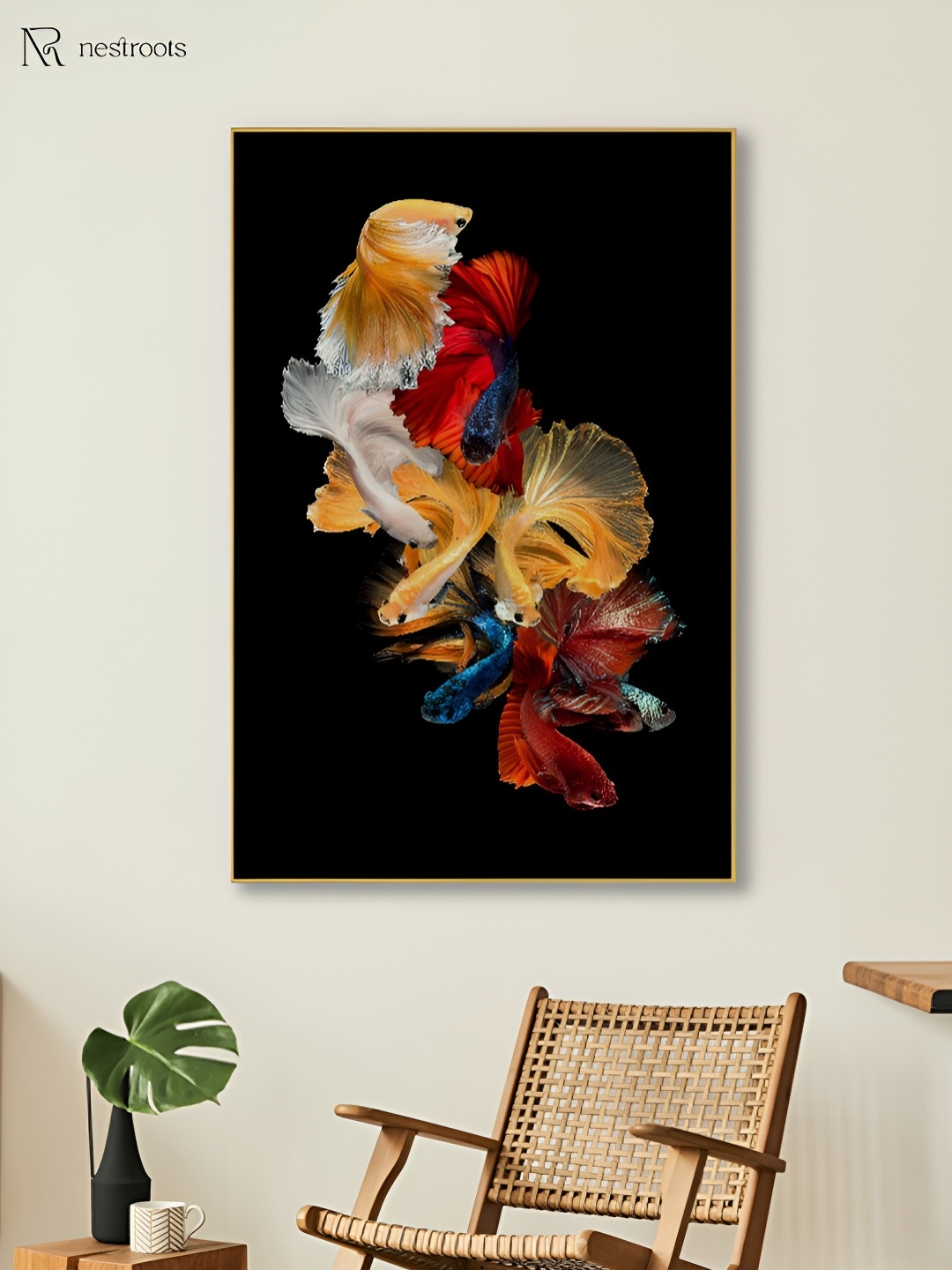 

nestroots Black & Red 1 Piece Canvas Floral and Botanical Wall Paintings