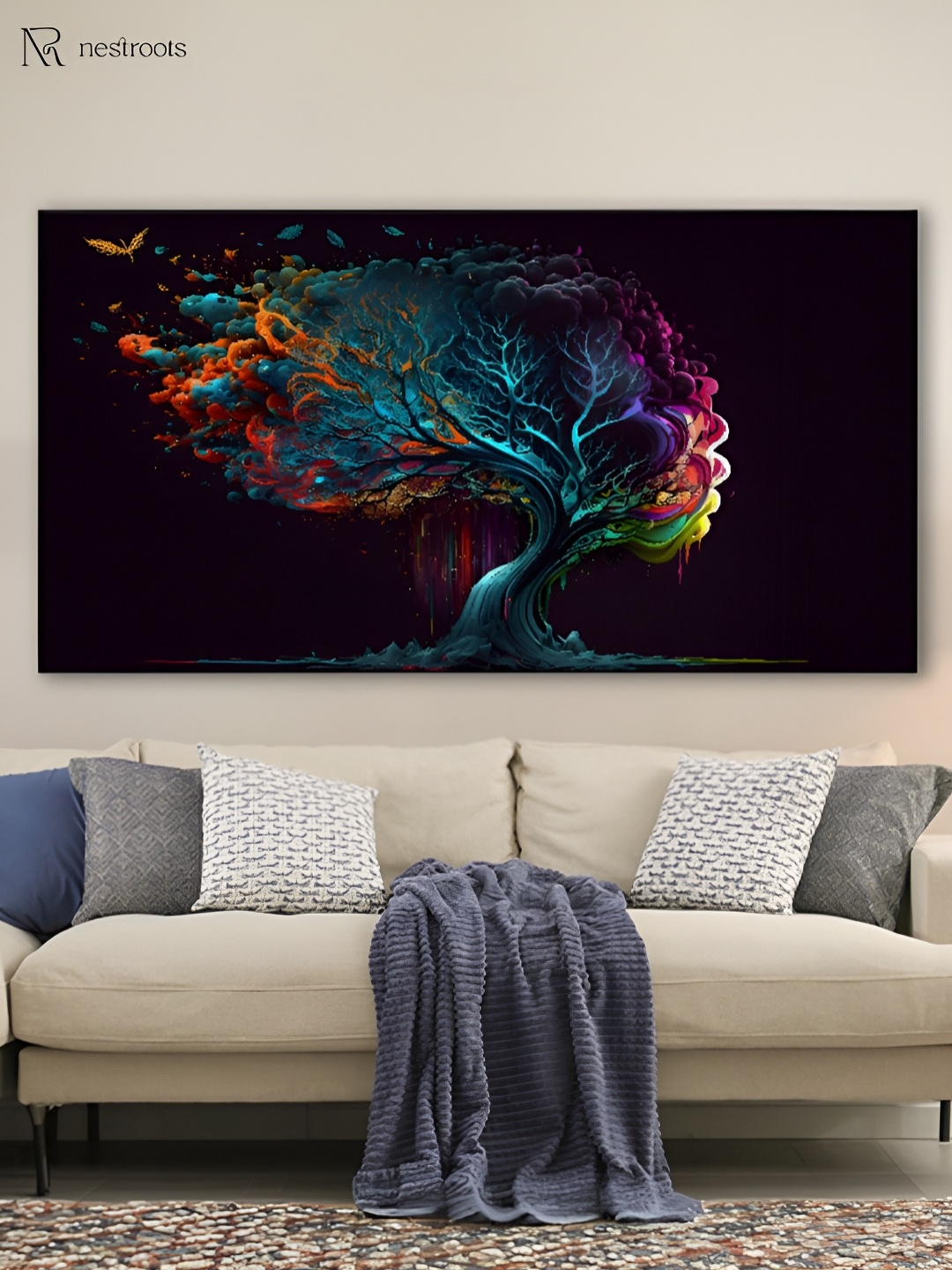 

nestroots Black & Blue 1 Piece Canvas Floral and Botanical Wall Paintings