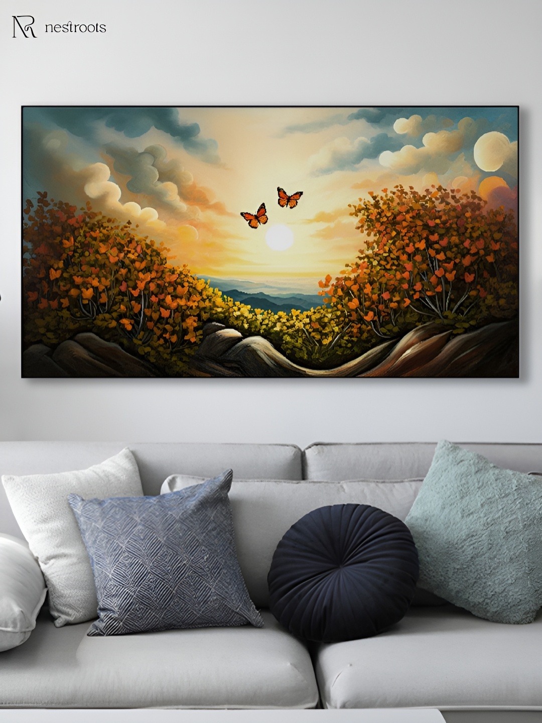 

nestroots Yellow & Blue 1 Piece Canvas Other Wall Paintings