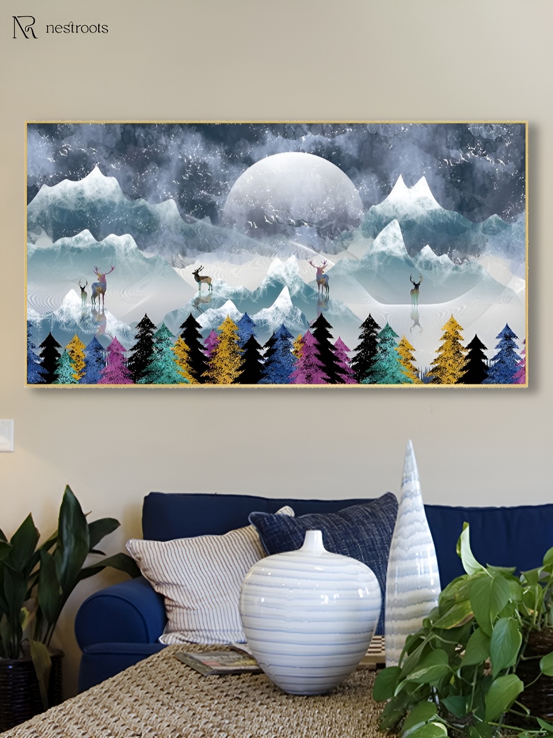 

nestroots Blue & Grey 1 Piece Canvas Other Wall Paintings