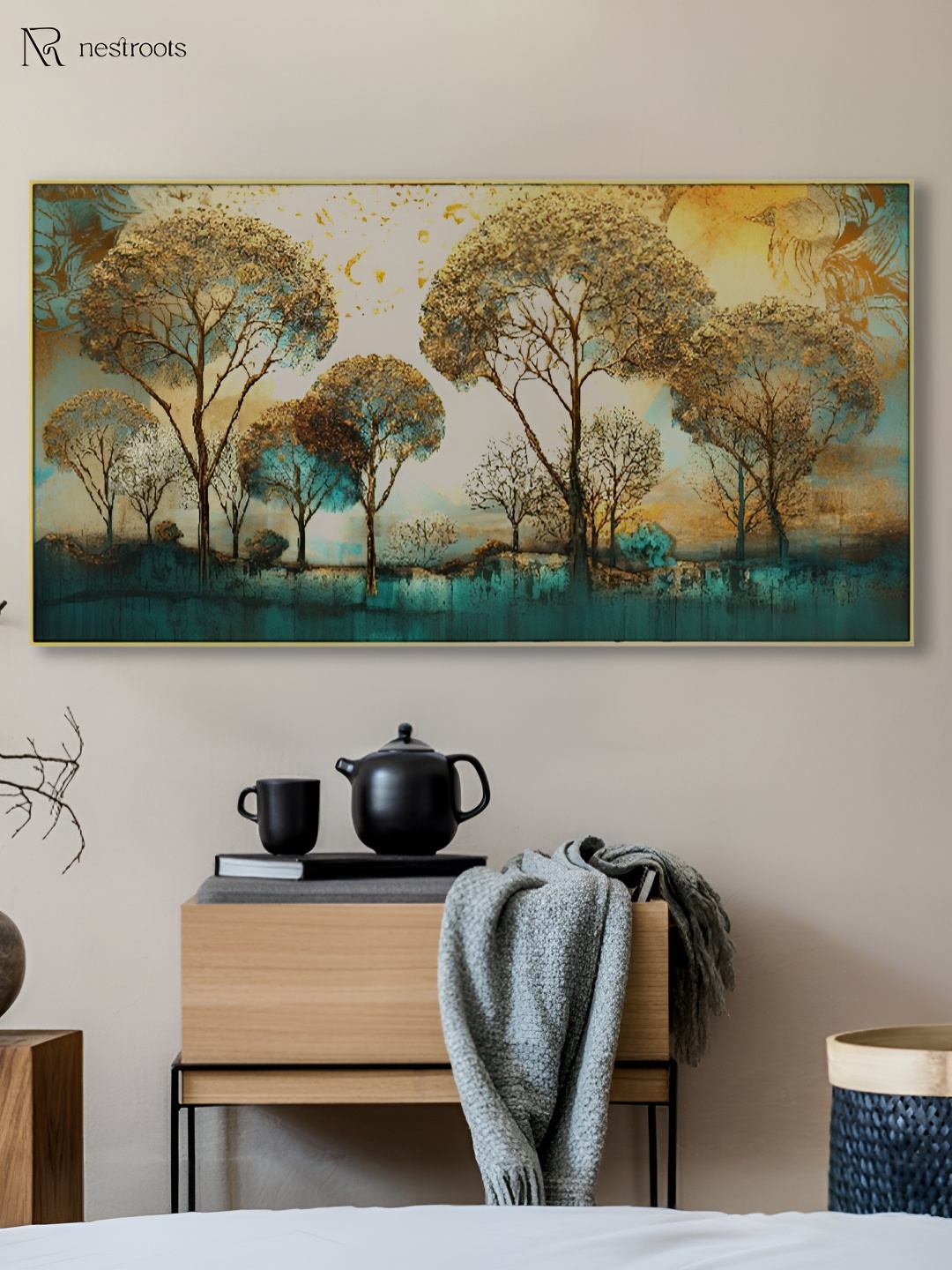 

nestroots Green & Teal 1 Piece Canvas Other Wall Paintings