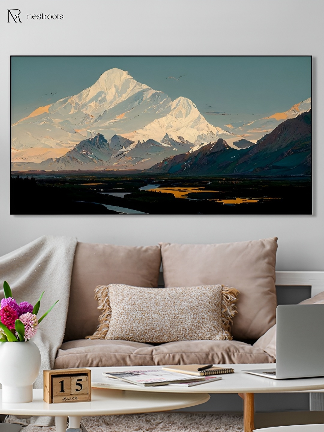 

nestroots Blue & White 1 Piece Canvas Other Wall Paintings