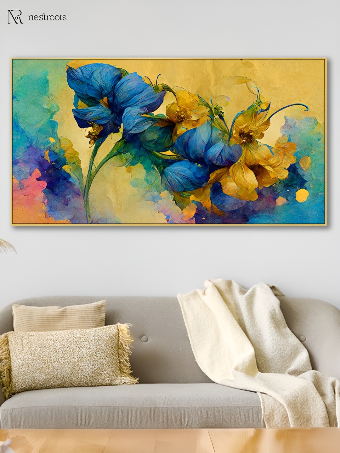 

nestroots Yellow & Blue 1 Piece Canvas Other Wall Paintings