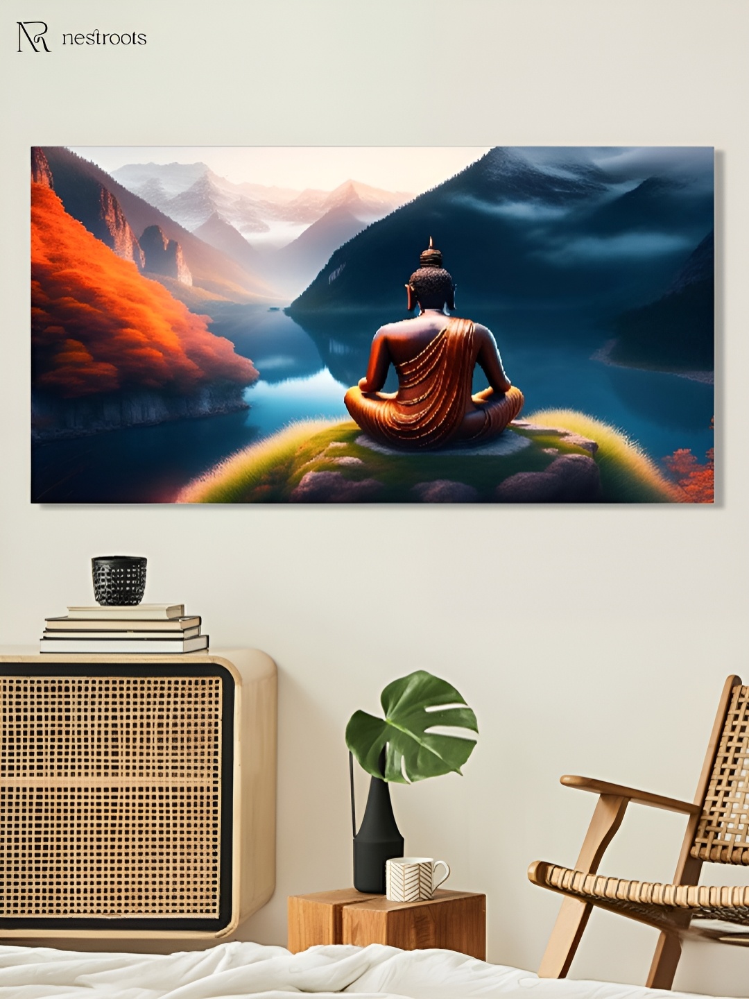 

nestroots Blue & Orange 1 Piece Canvas Other Wall Paintings