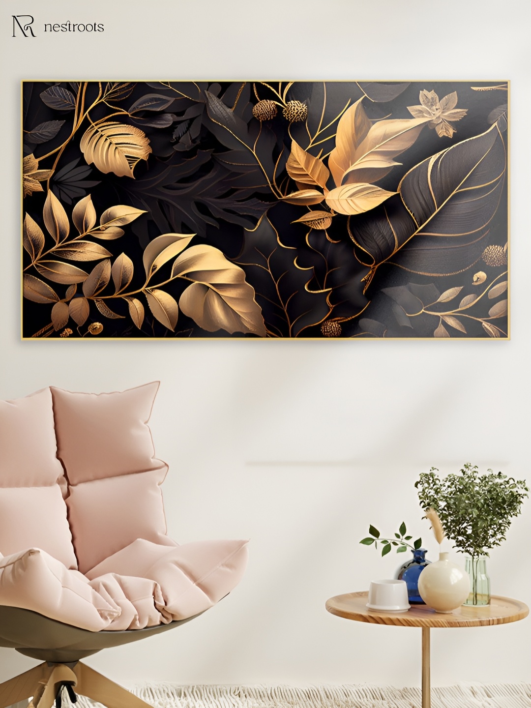 

nestroots Black & Gold-Toned 1 Piece Canvas Other Wall Paintings