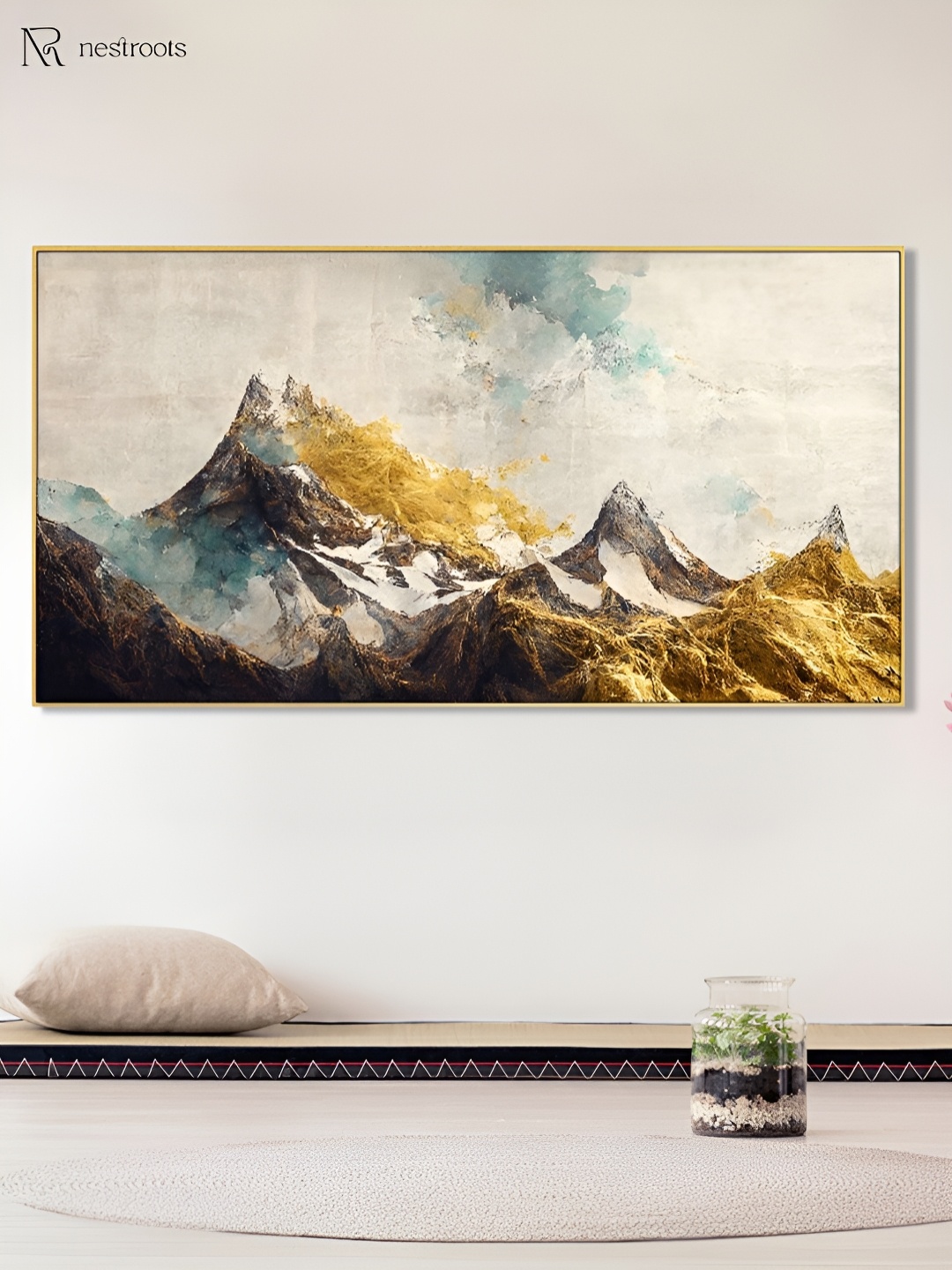 

nestroots Off White & Gold-Toned 1 Piece Canvas Other Wall Paintings