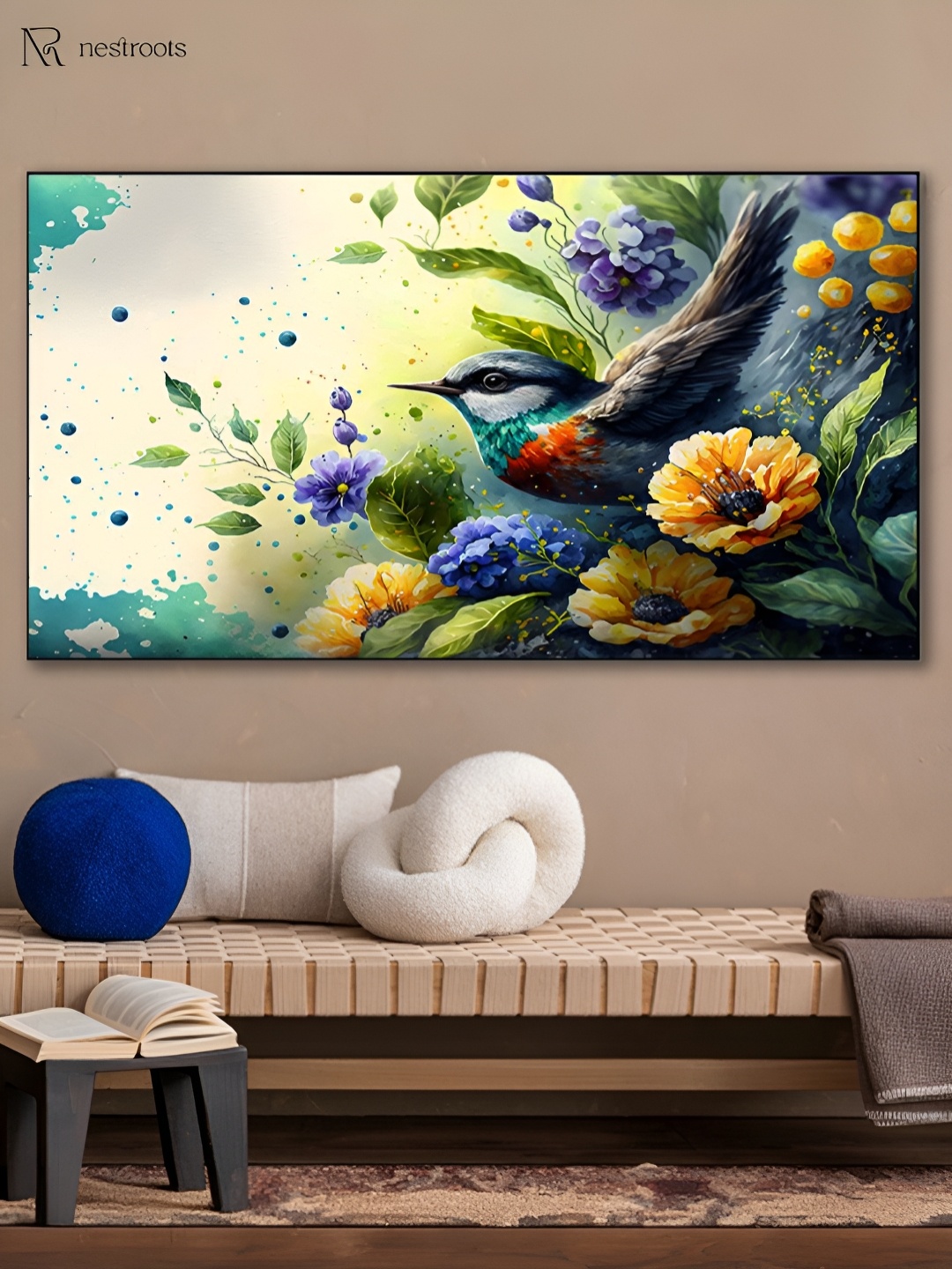 

nestroots Green & Blue 1 Piece Canvas Other Wall Paintings