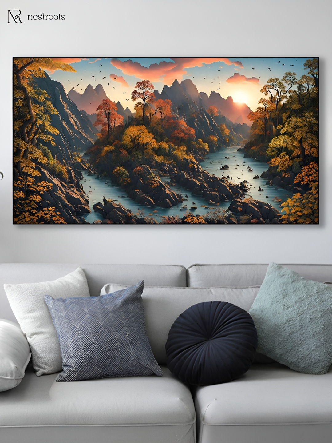 

nestroots Blue & Green 1 Piece Canvas Other Wall Paintings