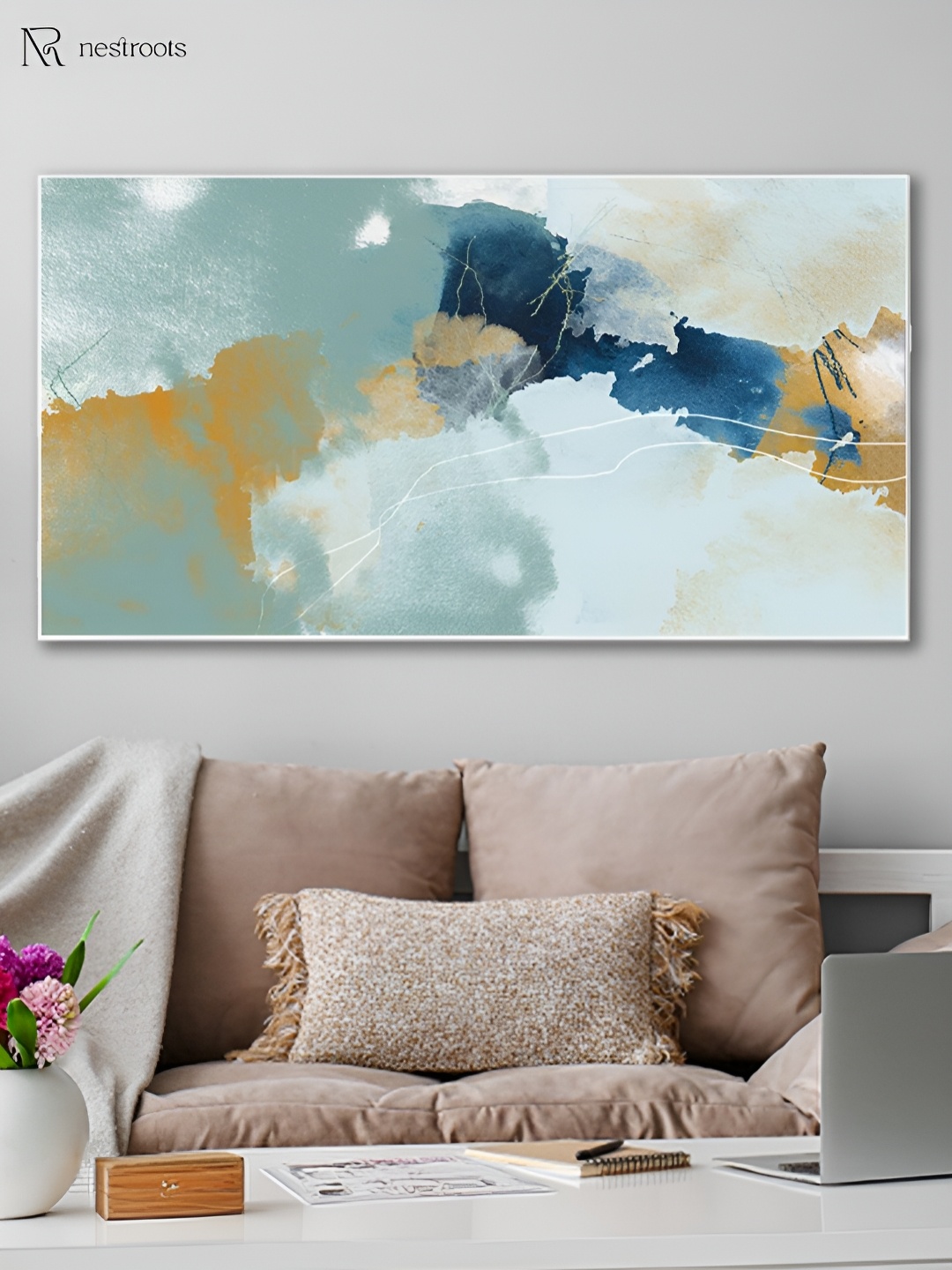 

nestroots Blue & Beige 1 Piece Canvas Other Wall Paintings